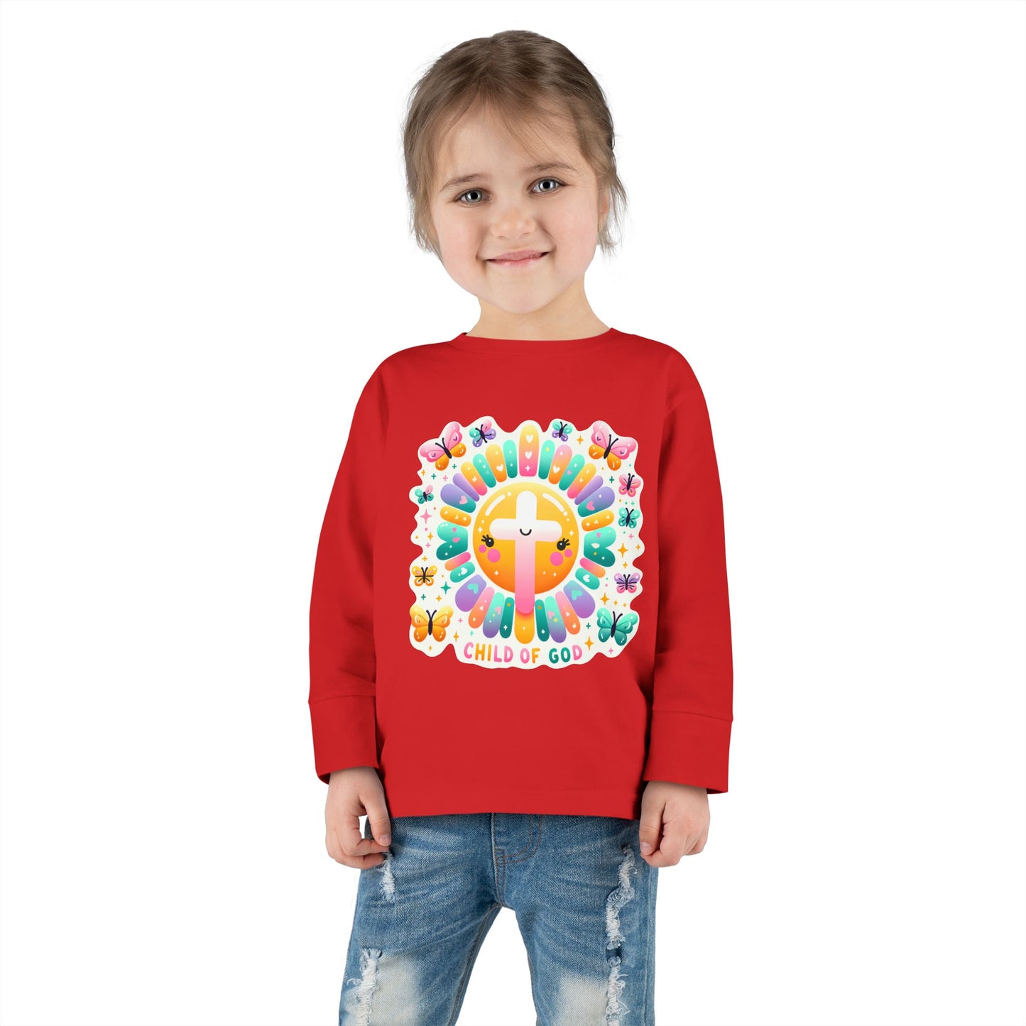 Toddler Long Sleeve Tee – Cute Christian Kids Shirt Divine Faith Armor