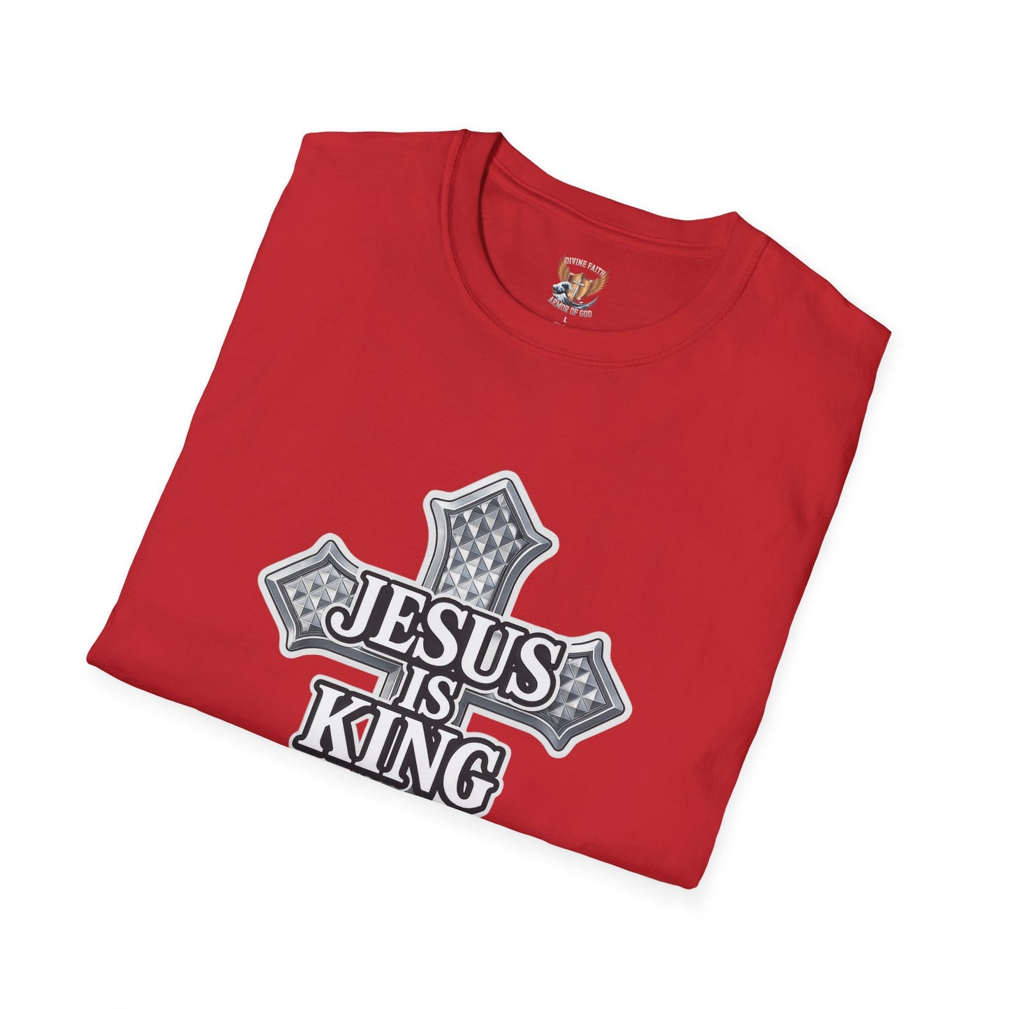Jesus Is King Christian T-Shirt – Textured Cross Faith Tee | Divine Faith Arm