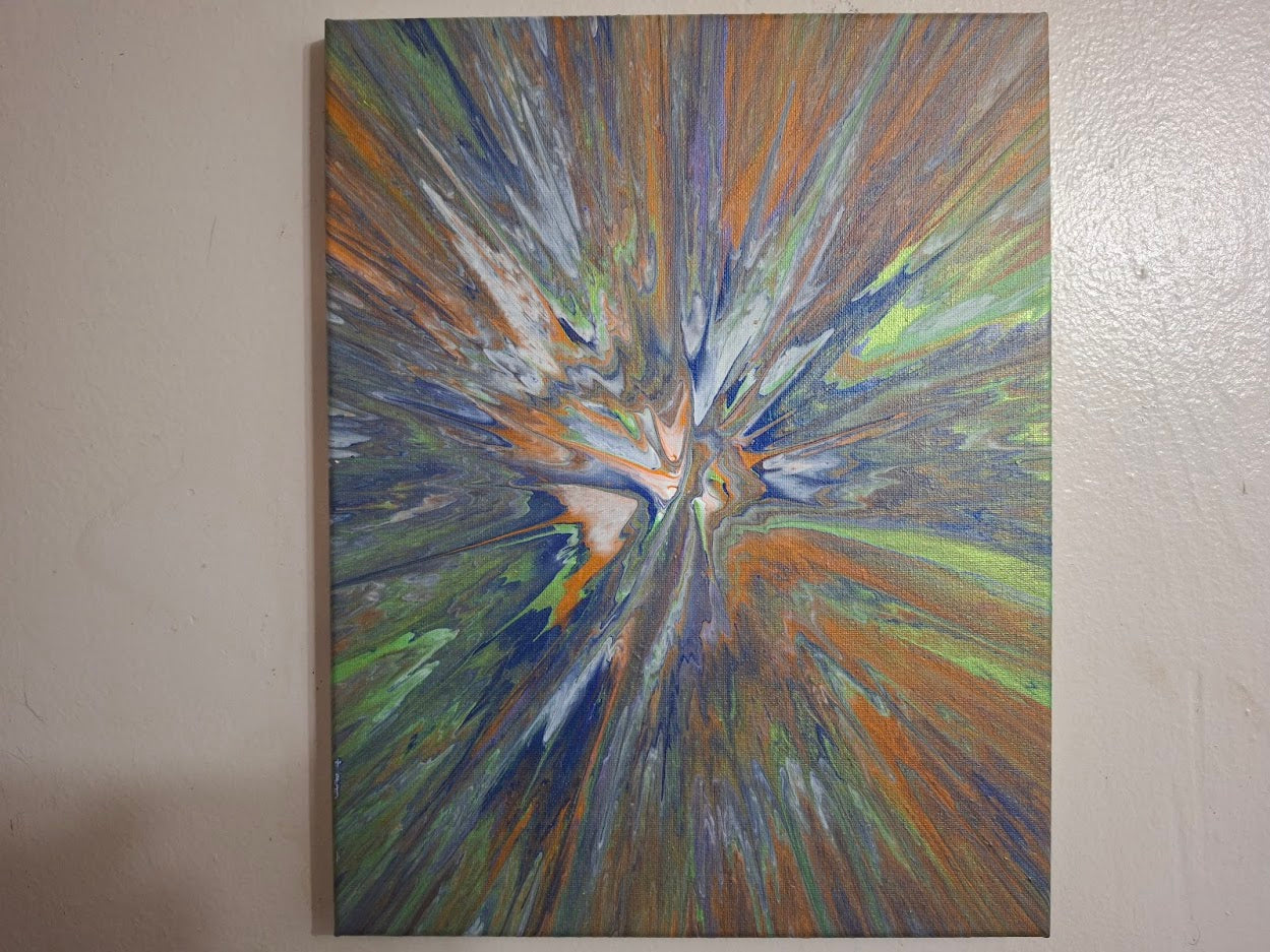 SHINE HIS LIGHT WITH!! DIVINE FAITH 714 original spin/pour art 11"x14" #1972