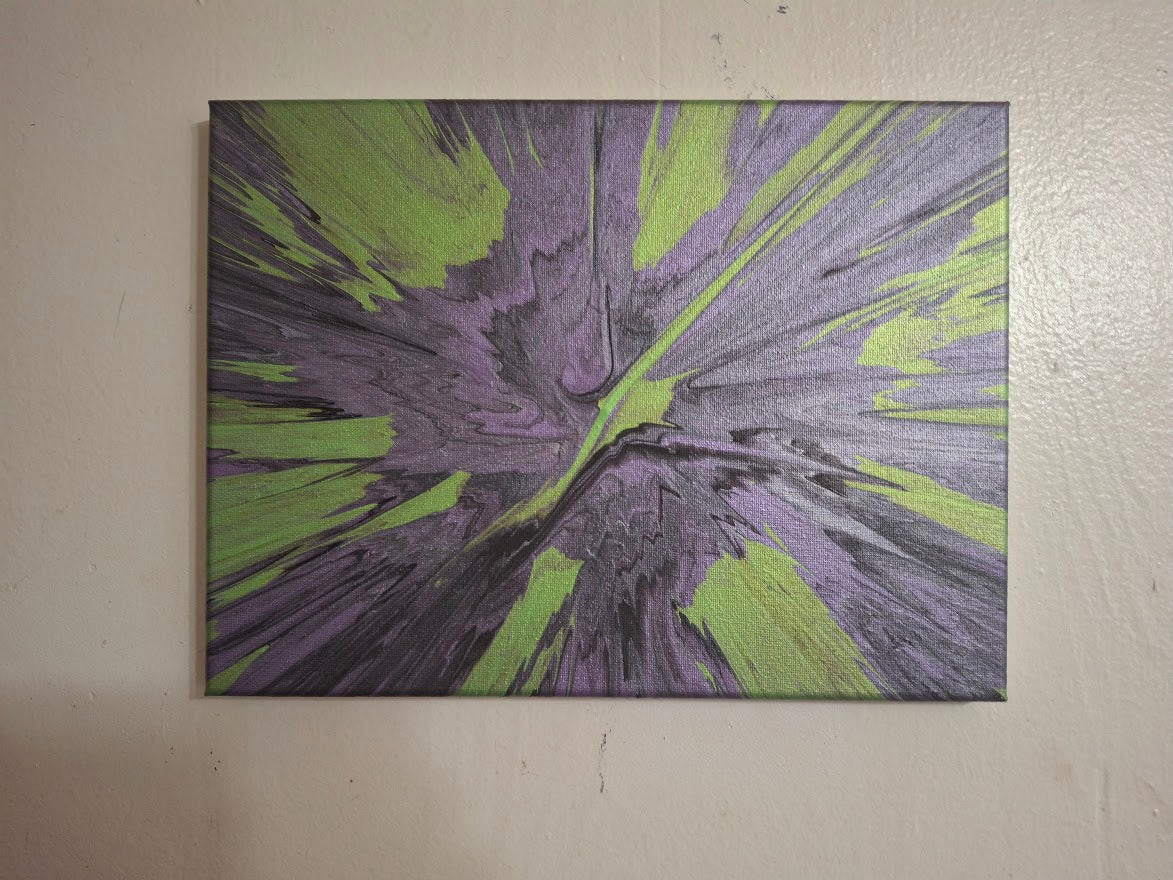 SHINE HIS LIGHT WITH!! DIVINE FAITH 714 original spin/pour art 9"x12" #29