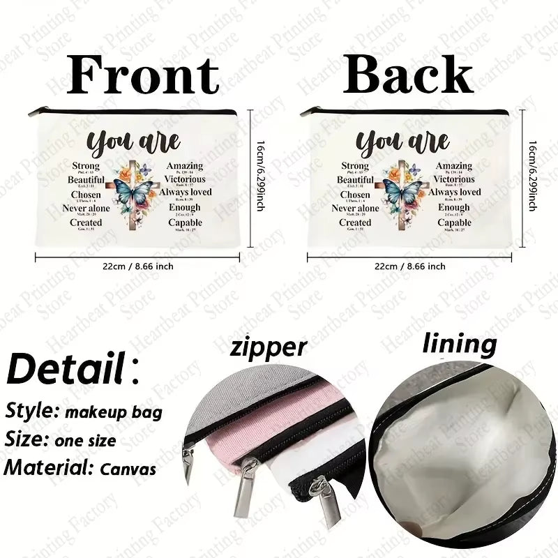 Inspirational Christian Gifts for Women Makeup Bag Encouragement Religious Gifts Bible Verse Cosmetic Bag Scripture Skincare Bag
