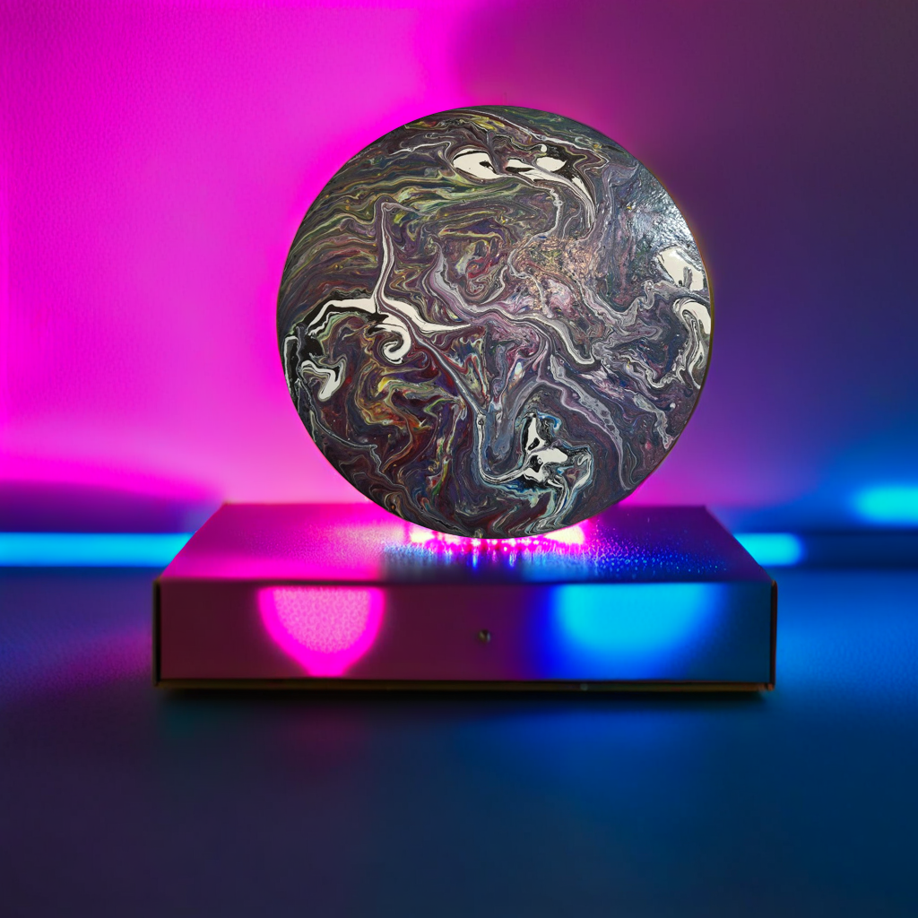 SHINE HIS LIGHT WITH!! DIVINE FAITH 714 original spin/pour art 12" Circle #605