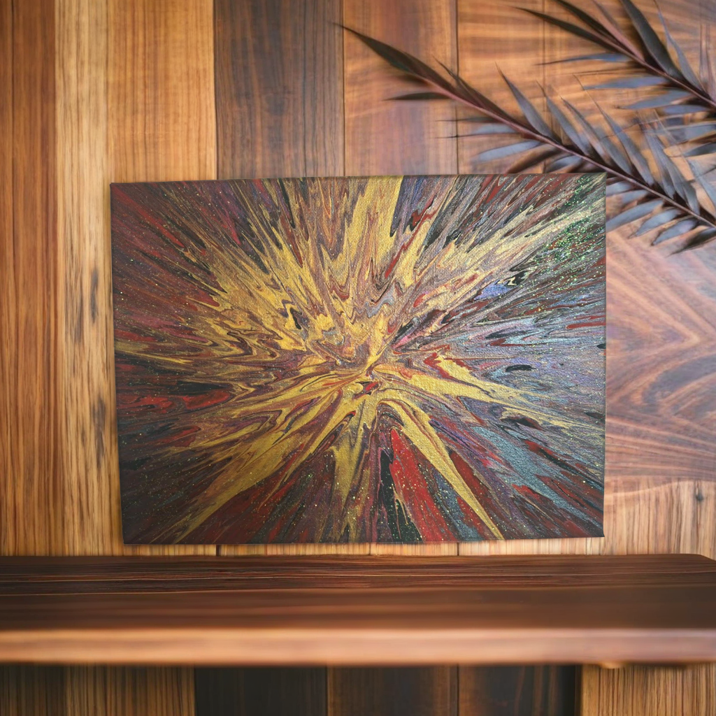 SHINE HIS LIGHT WITH!! DIVINE FAITH 714 original spin/pour art 9"x12" #802