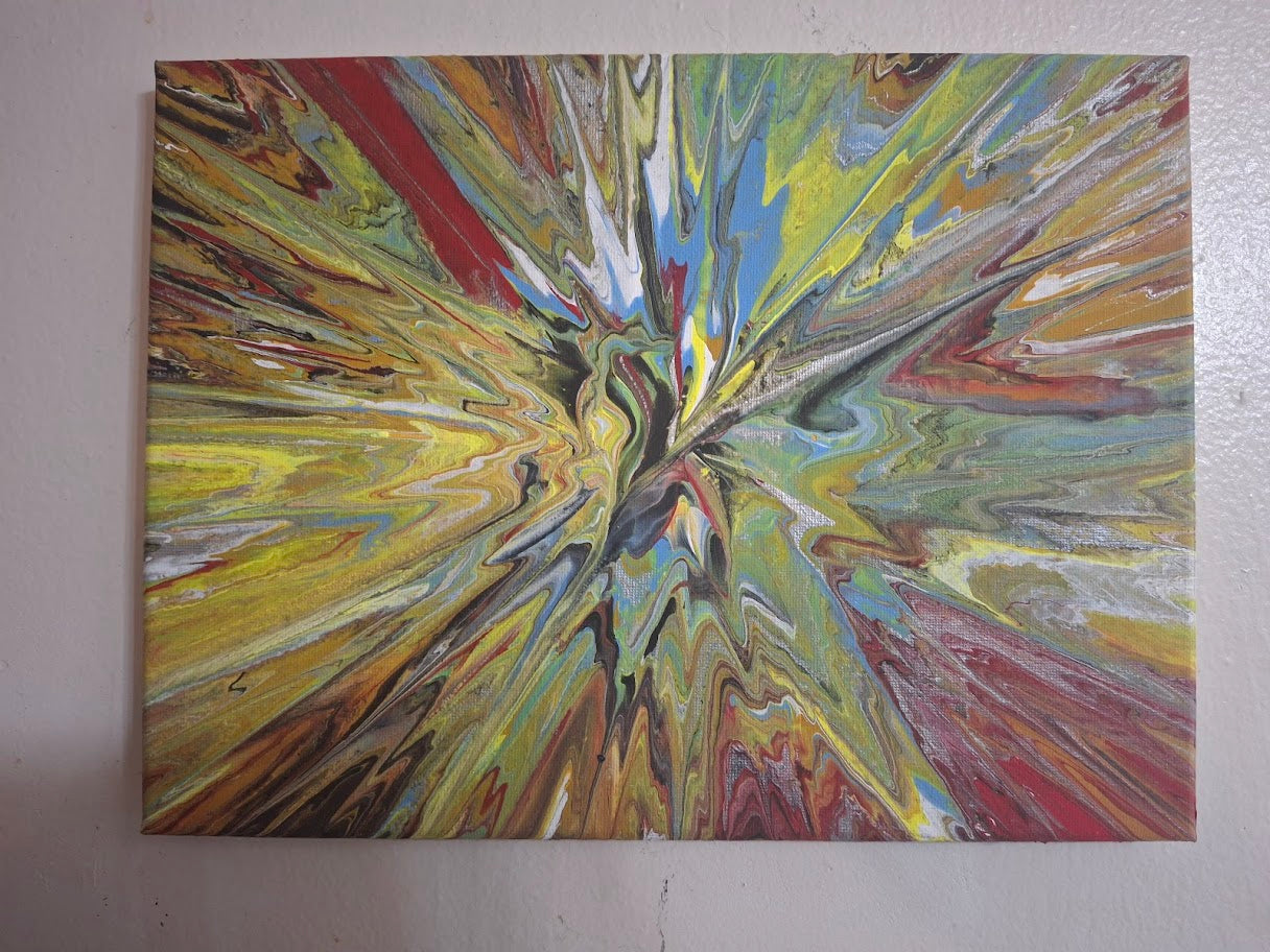 SHINE HIS LIGHT WITH!! DIVINE FAITH 714 original spin/pour art 9"x12" #810