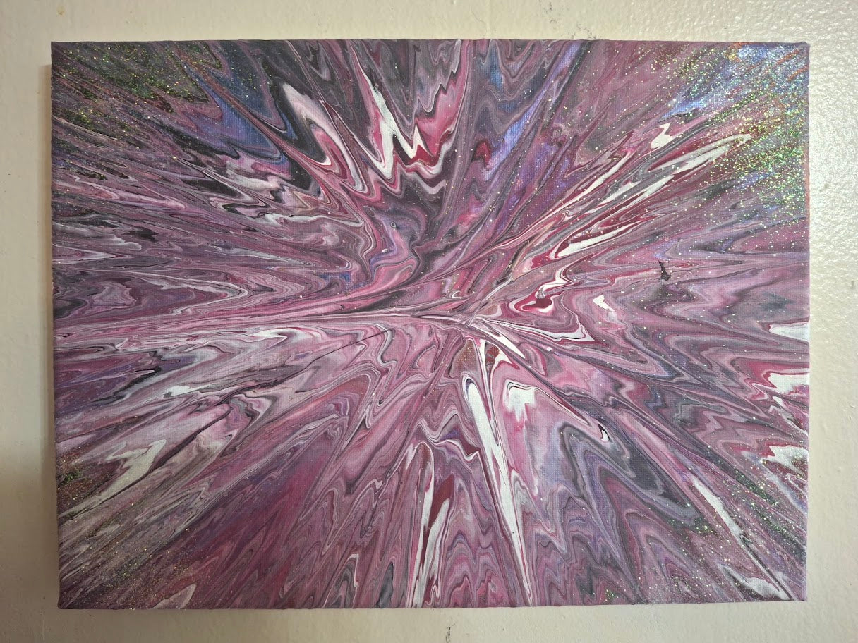 SHINE HIS LIGHT WITH!! DIVINE FAITH 714 original spin/pour art 9"x12" #814