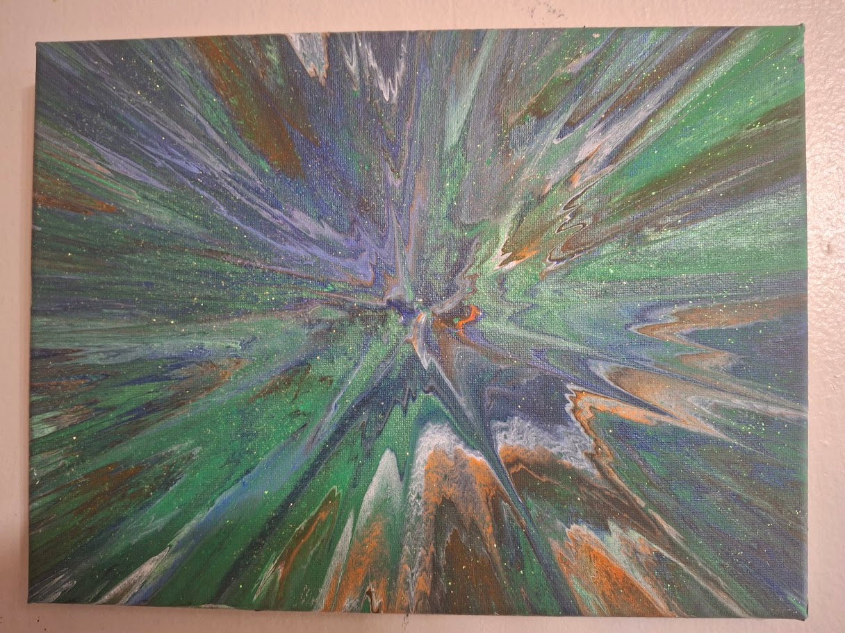 SHINE HIS LIGHT WITH!! DIVINE FAITH 714 original spin/pour art 9"x12" #817