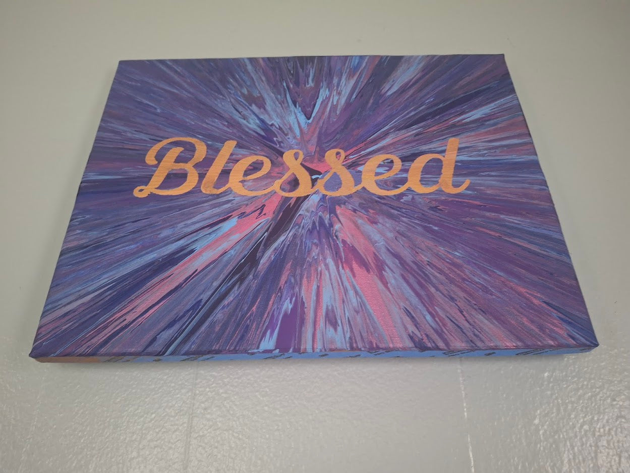 SHINE HIS LIGHT WITH!! DIVINE FAITH 714 original spin/pour art 11"x14" #2500