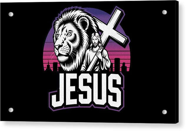 Jesus and Lion Silhouette - Acrylic Print Divine Faith Armor
