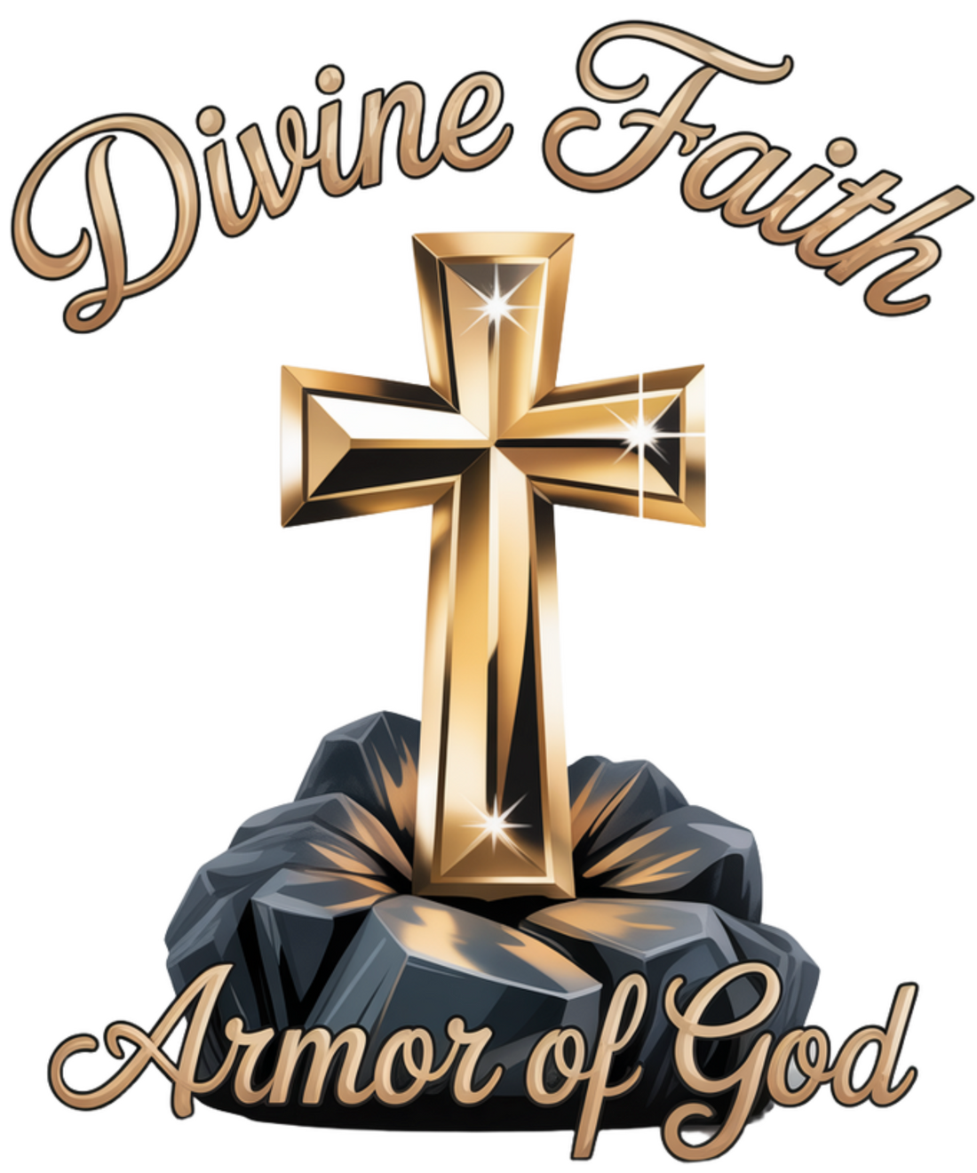 Divine Faith Armor™ Christian t-shirt design featured in Top 5 Best Sellers blog, showcasing faith-inspired apparel with bold scripture style.  This balances: