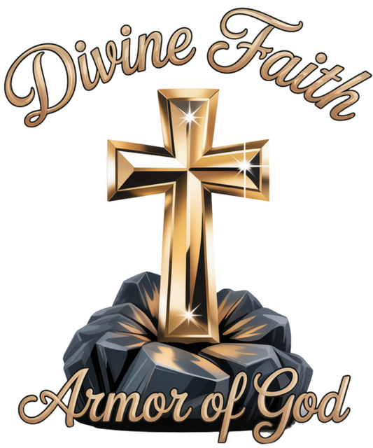 Divine Faith Armor™ Christian t-shirt design featured in Top 5 Best Sellers blog, showcasing faith-inspired apparel with bold scripture style.  This balances: