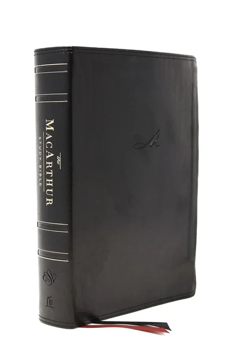 Leather-bound MacArthur Study Bible with gold-edged pages – Divine Faith Armor™ Christian books collection.  Premium le