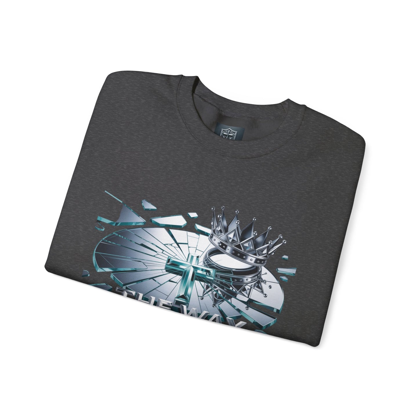 Christian Crewneck Sweatshirt — "The Way The Truth The Life" Crown & Cross Design