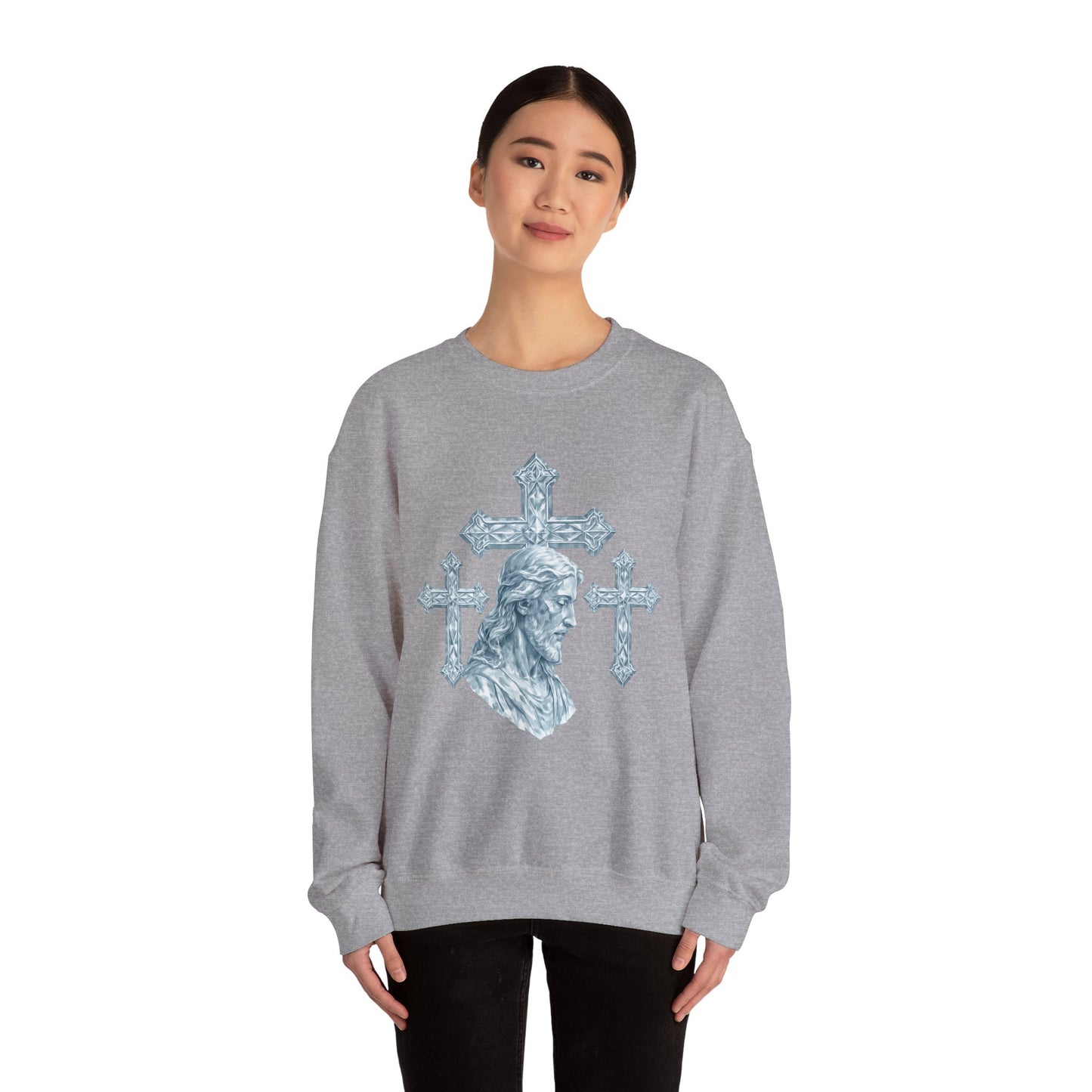 Religious Jesus & Cross Crewneck Sweatshirt — Divine Faith Armor