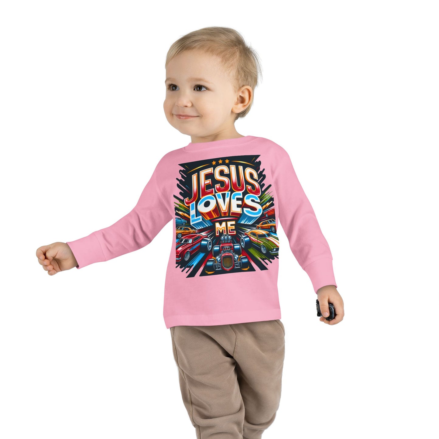 Copy of Jesus Loves Me Toddler Long Sleeve Tee - Personalized Back, Christian Kids Apparel, Perfect for Easter, Birthdays, Playdates, Everyday Wear