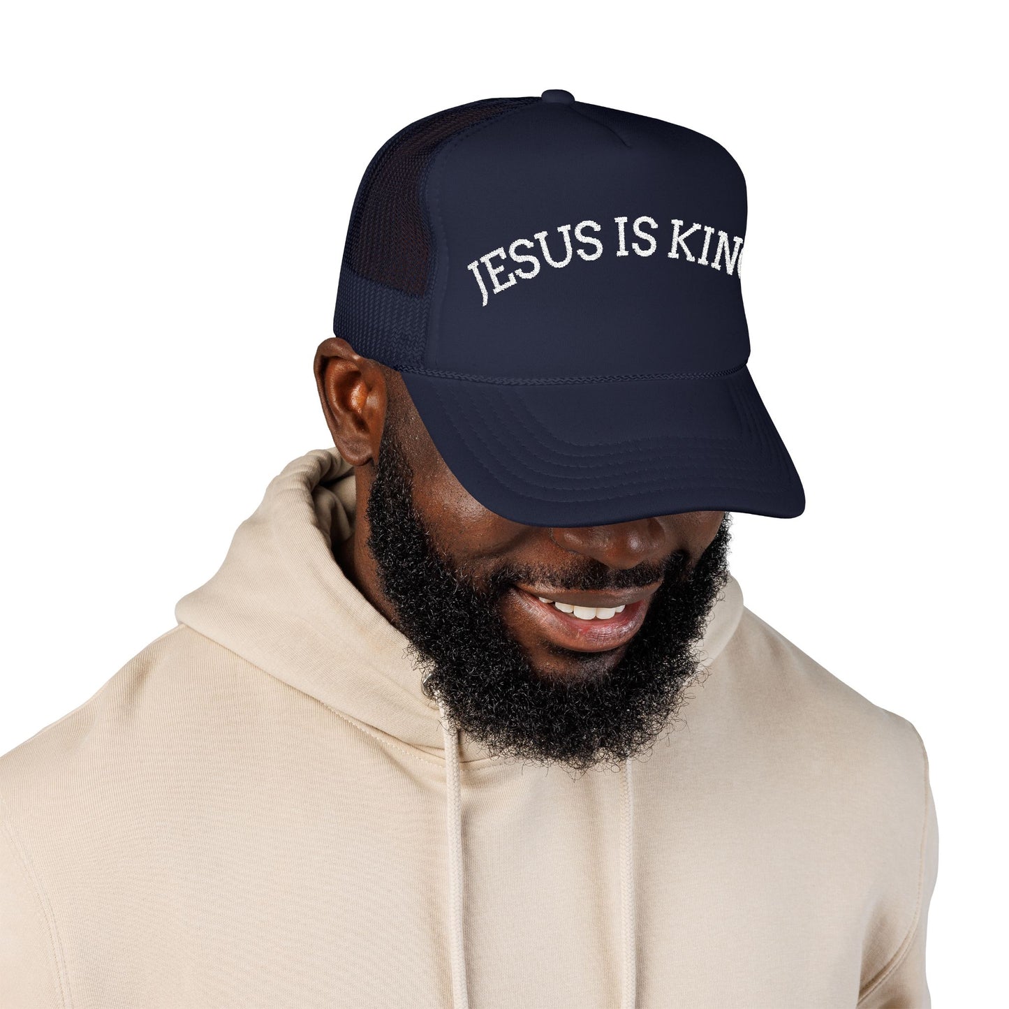 Jesus Is King Foam Trucker Hat – Christian Streetwear | Divine Faith Armor