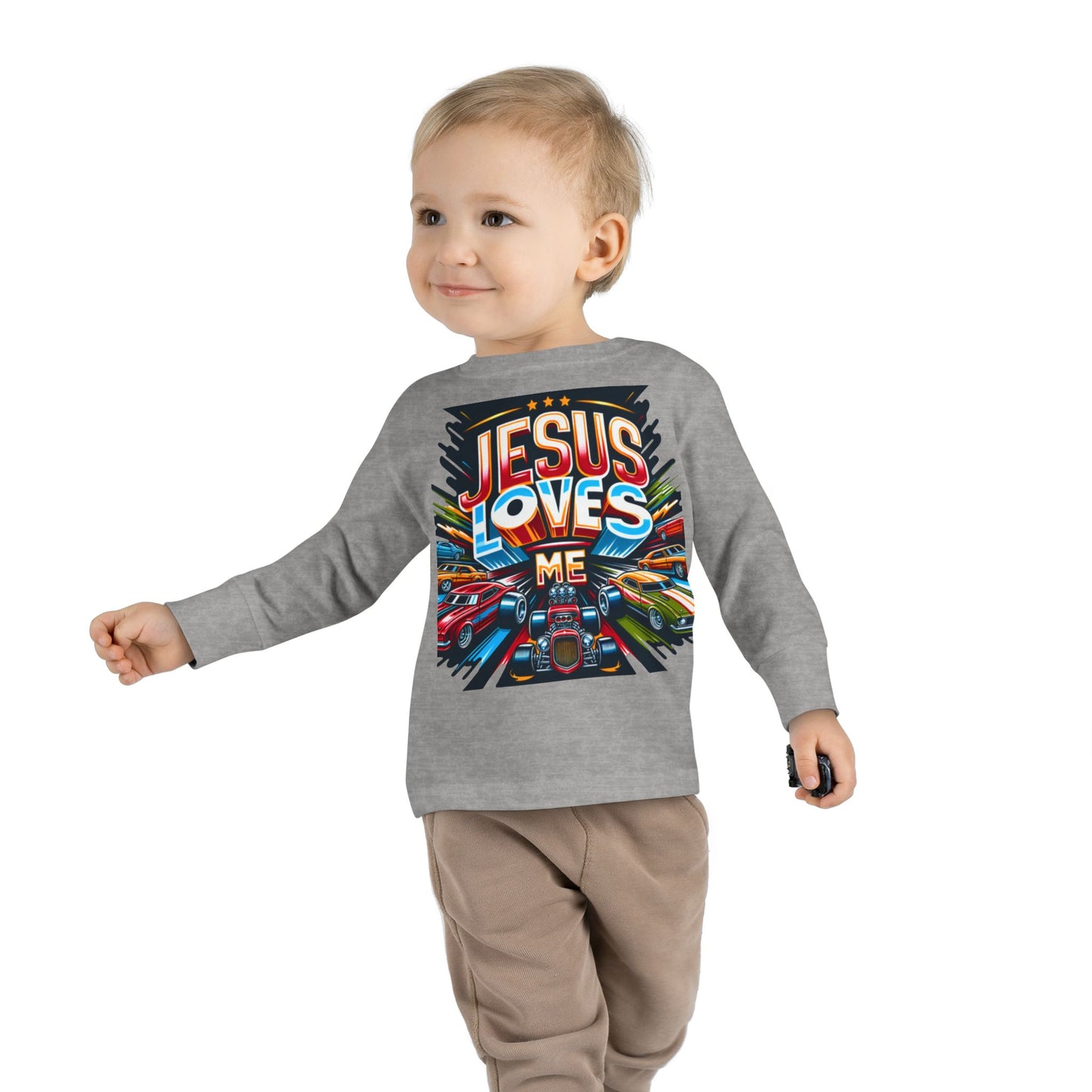 Copy of Jesus Loves Me Toddler Long Sleeve Tee - Personalized Back, Christian Kids Apparel, Perfect for Easter, Birthdays, Playdates, Everyday Wear