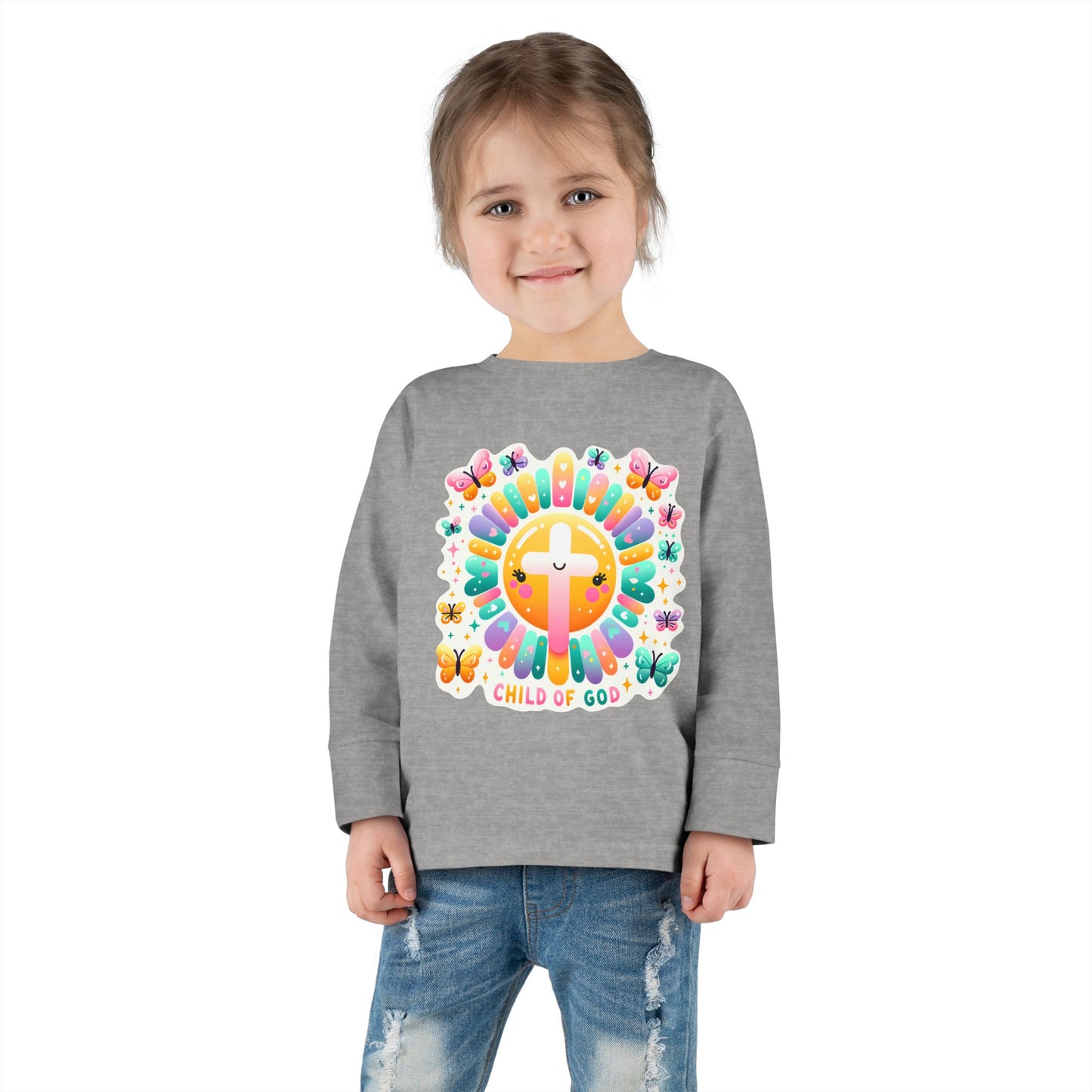 Toddler Long Sleeve Tee – Cute Christian Kids Shirt  Divine Faith Armor