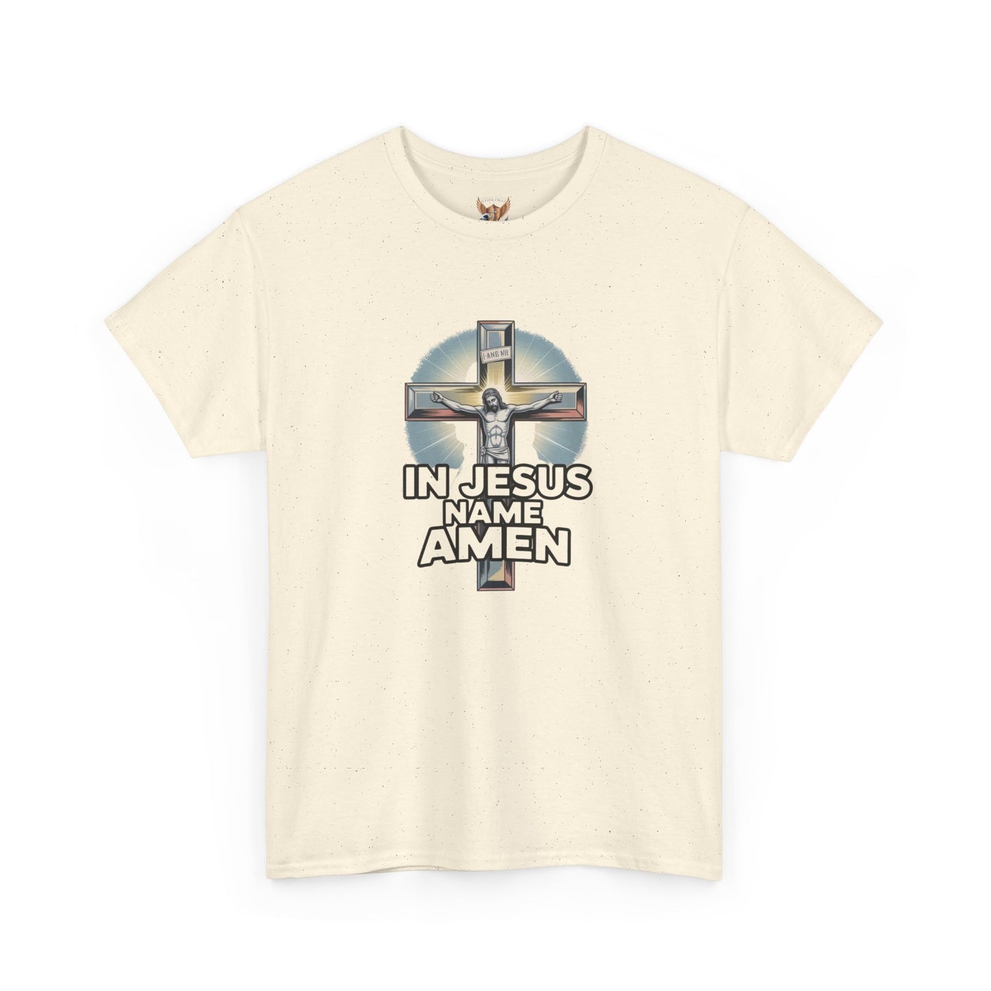 Christian T-Shirt — In Jesus Name Amen' Cross Graphic Tee Divine Faith Armor