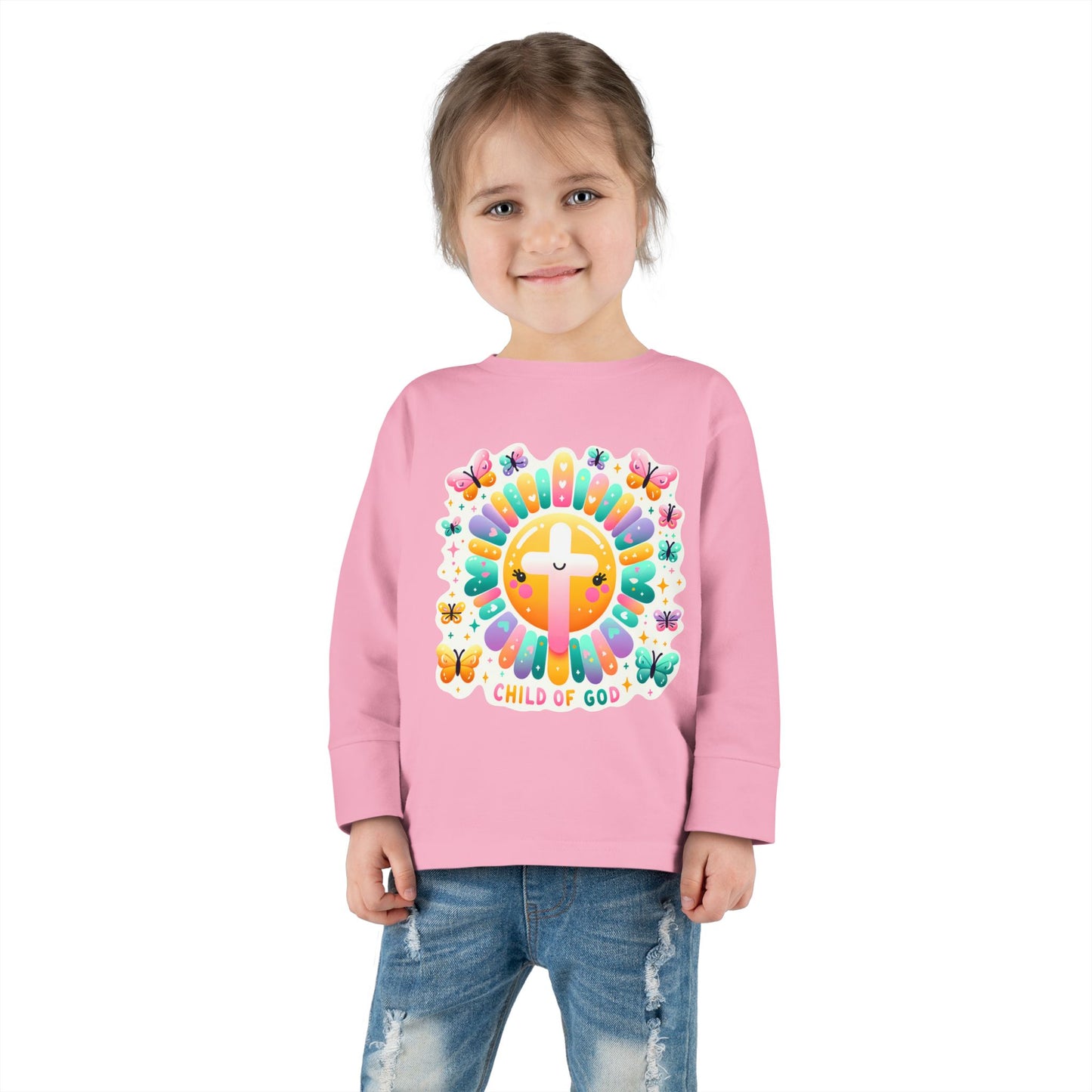Toddler Long Sleeve Tee – Cute Christian Kids Shirt  Divine Faith Armor