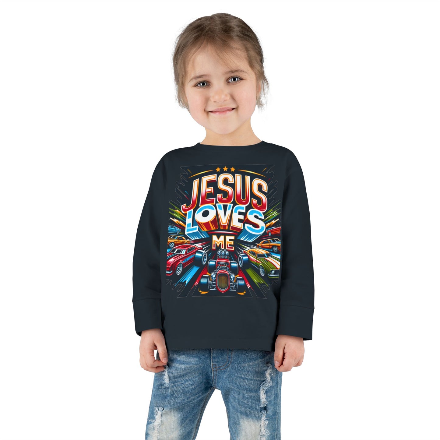 Copy of Jesus Loves Me Toddler Long Sleeve Tee - Personalized Back, Christian Kids Apparel, Perfect for Easter, Birthdays, Playdates, Everyday Wear