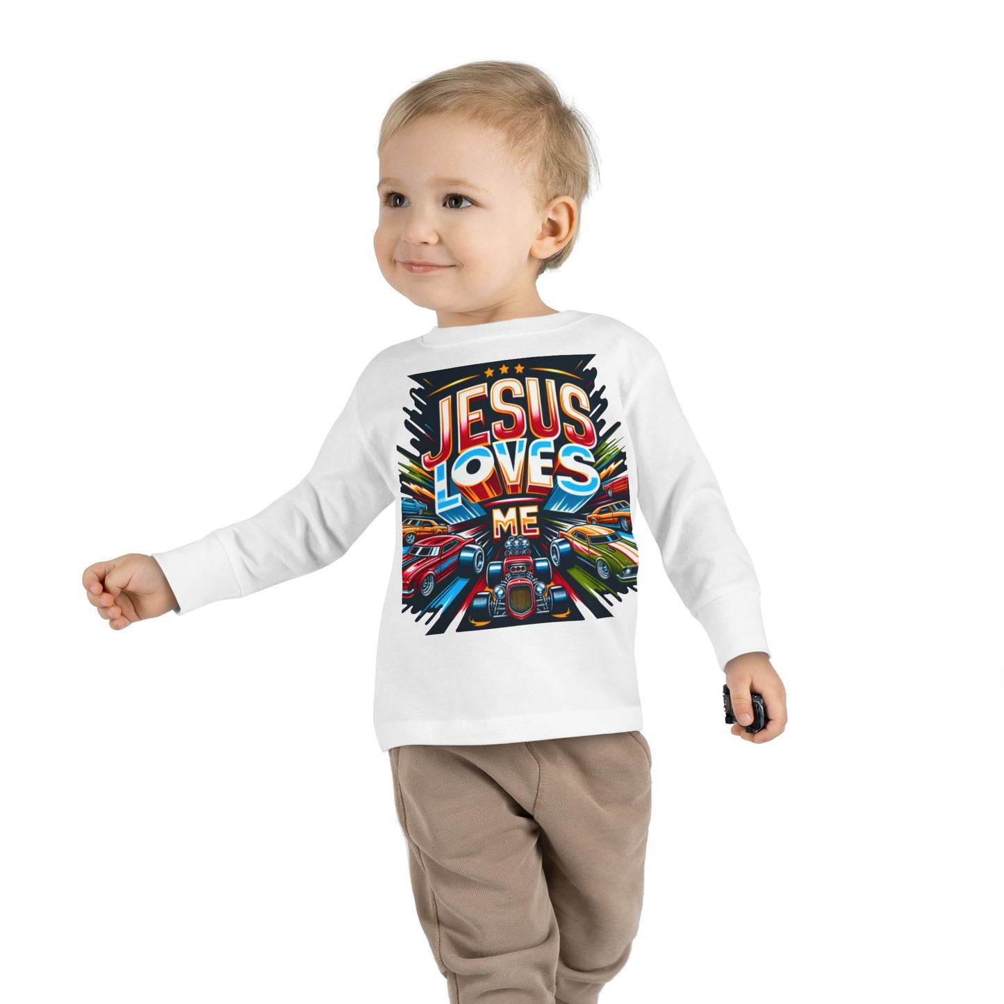 Copy of Jesus Loves Me Toddler Long Sleeve Tee - Personalized Back, Christian Kids Apparel, Perfect for Easter, Birthdays, Playdates, Everyday Wear