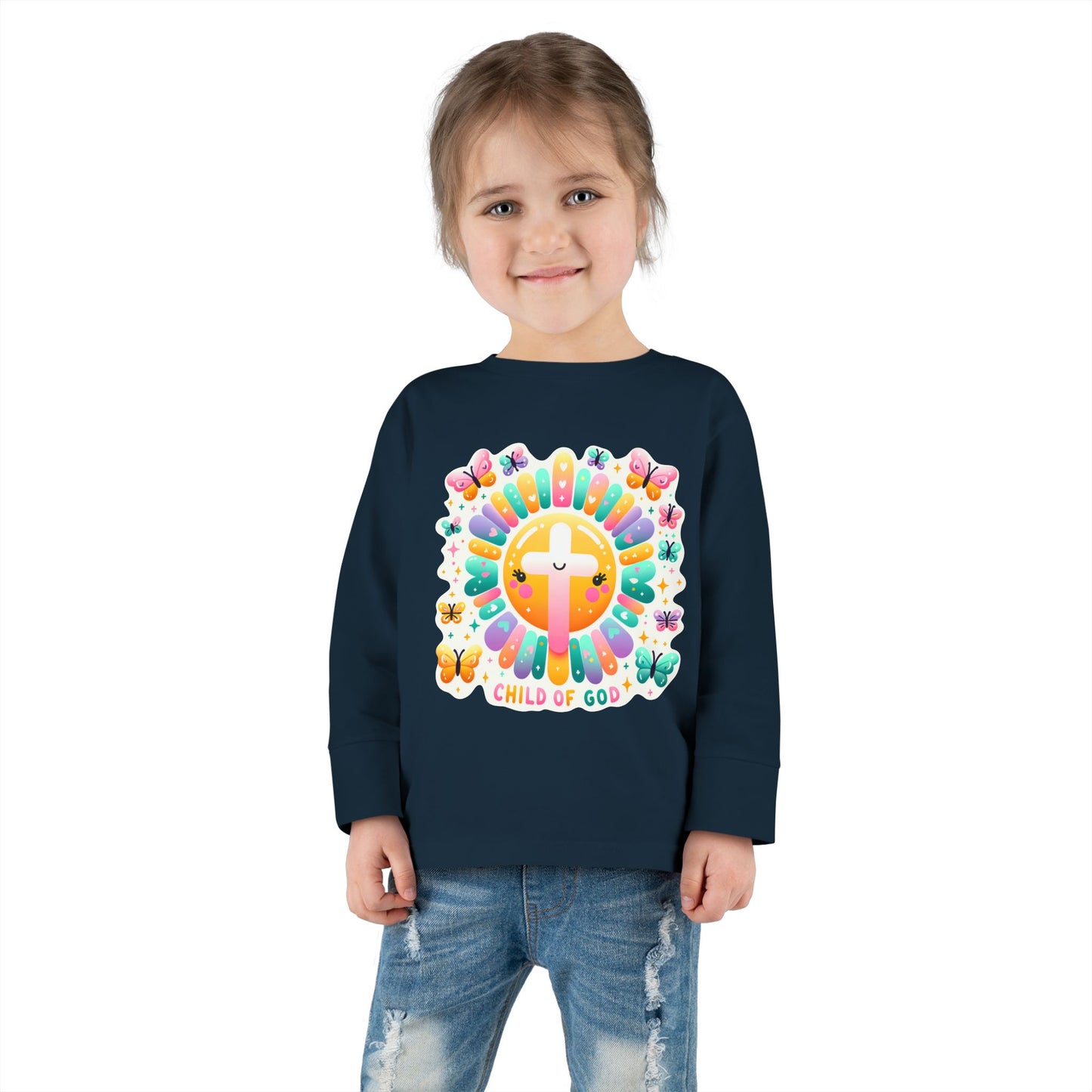 Toddler Long Sleeve Tee – Cute Christian Kids Shirt  Divine Faith Armor