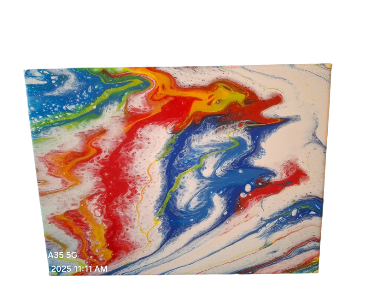 SHINE HIS LIGHT WITH!! DIVINE FAITH 714 original spin/pour art 9"x12" #18