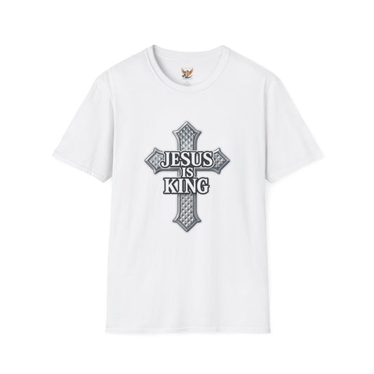 Jesus Is King Christian T-Shirt – Textured Cross Faith Tee | Divine Faith Arm