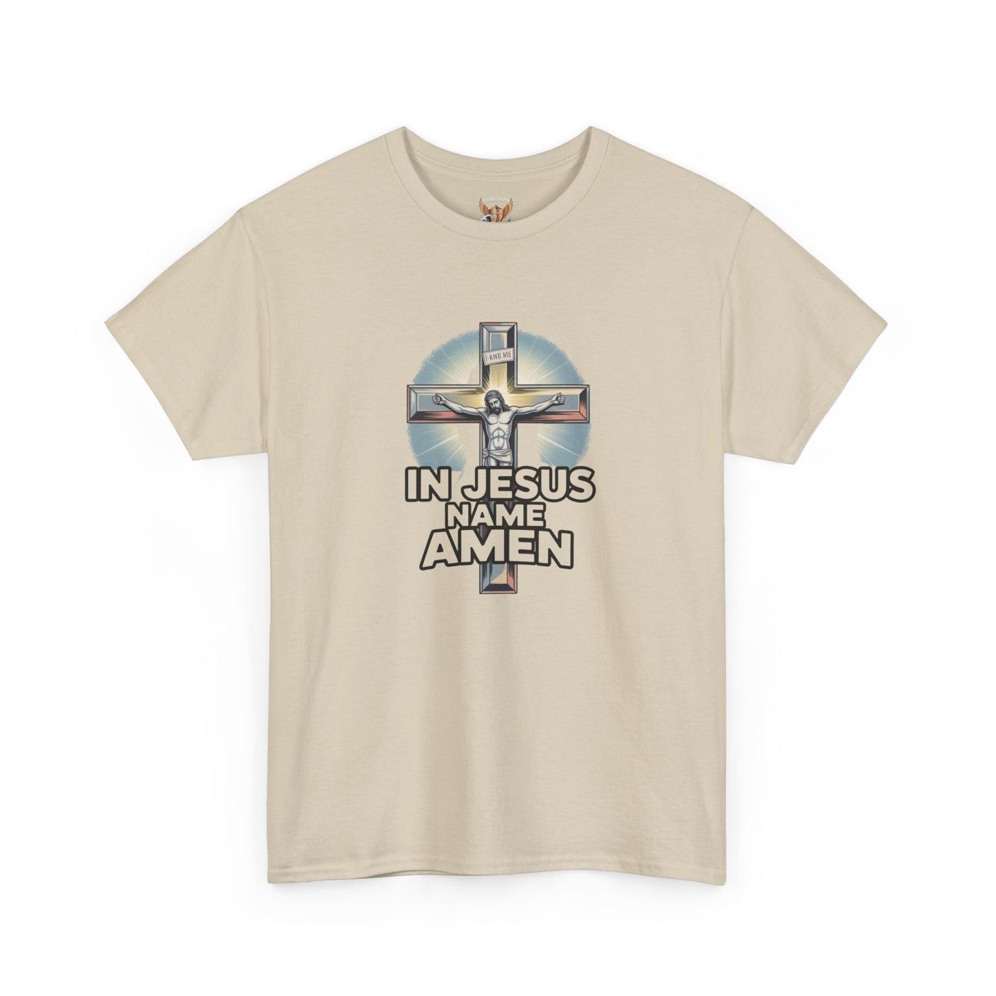 Christian T-Shirt — In Jesus Name Amen' Cross Graphic Tee Divine Faith Armor