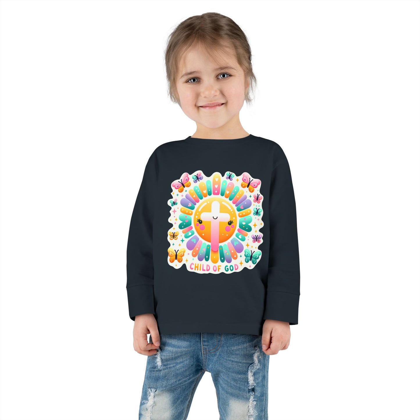 Toddler Long Sleeve Tee – Cute Christian Kids Shirt  Divine Faith Armor