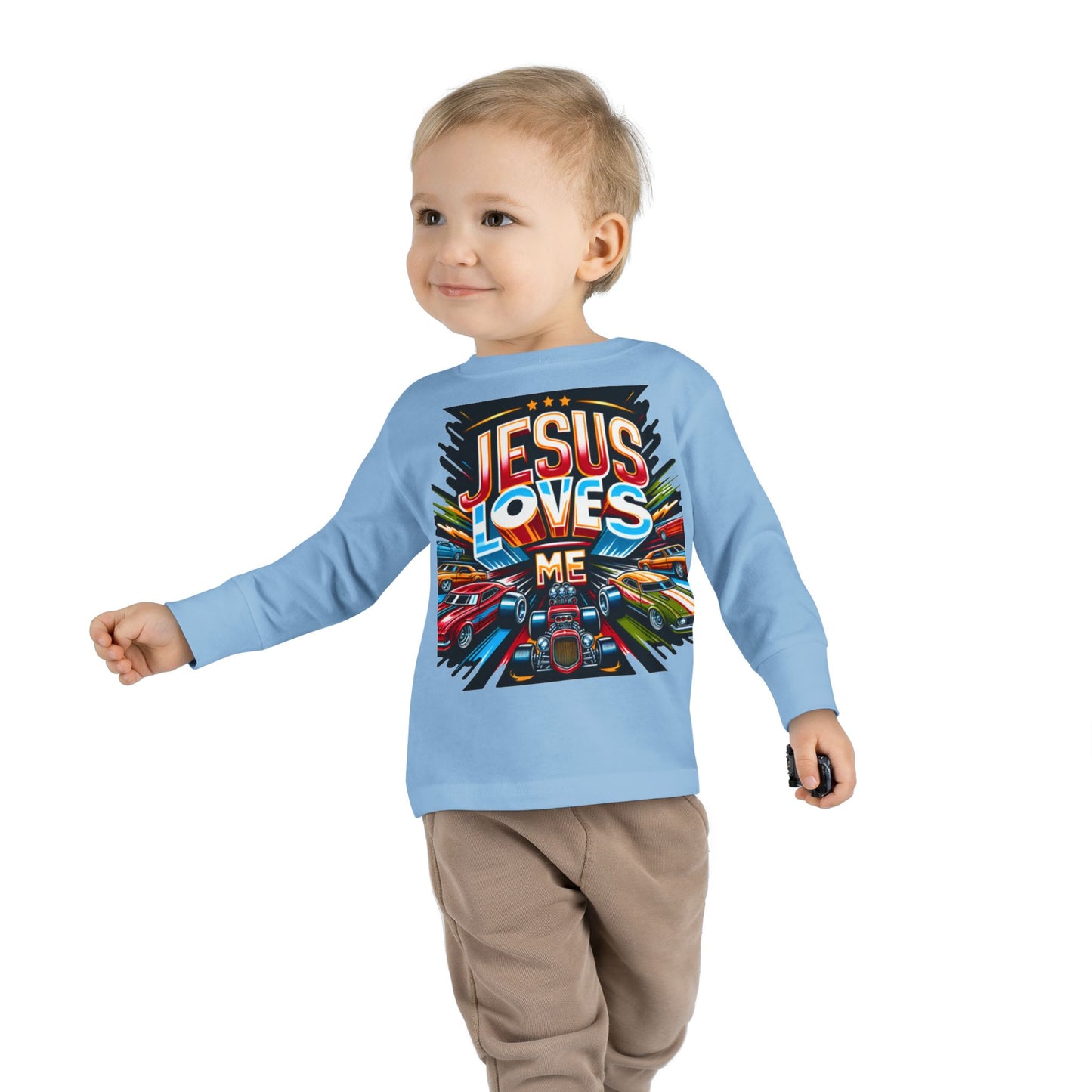 Copy of Jesus Loves Me Toddler Long Sleeve Tee - Personalized Back, Christian Kids Apparel, Perfect for Easter, Birthdays, Playdates, Everyday Wear
