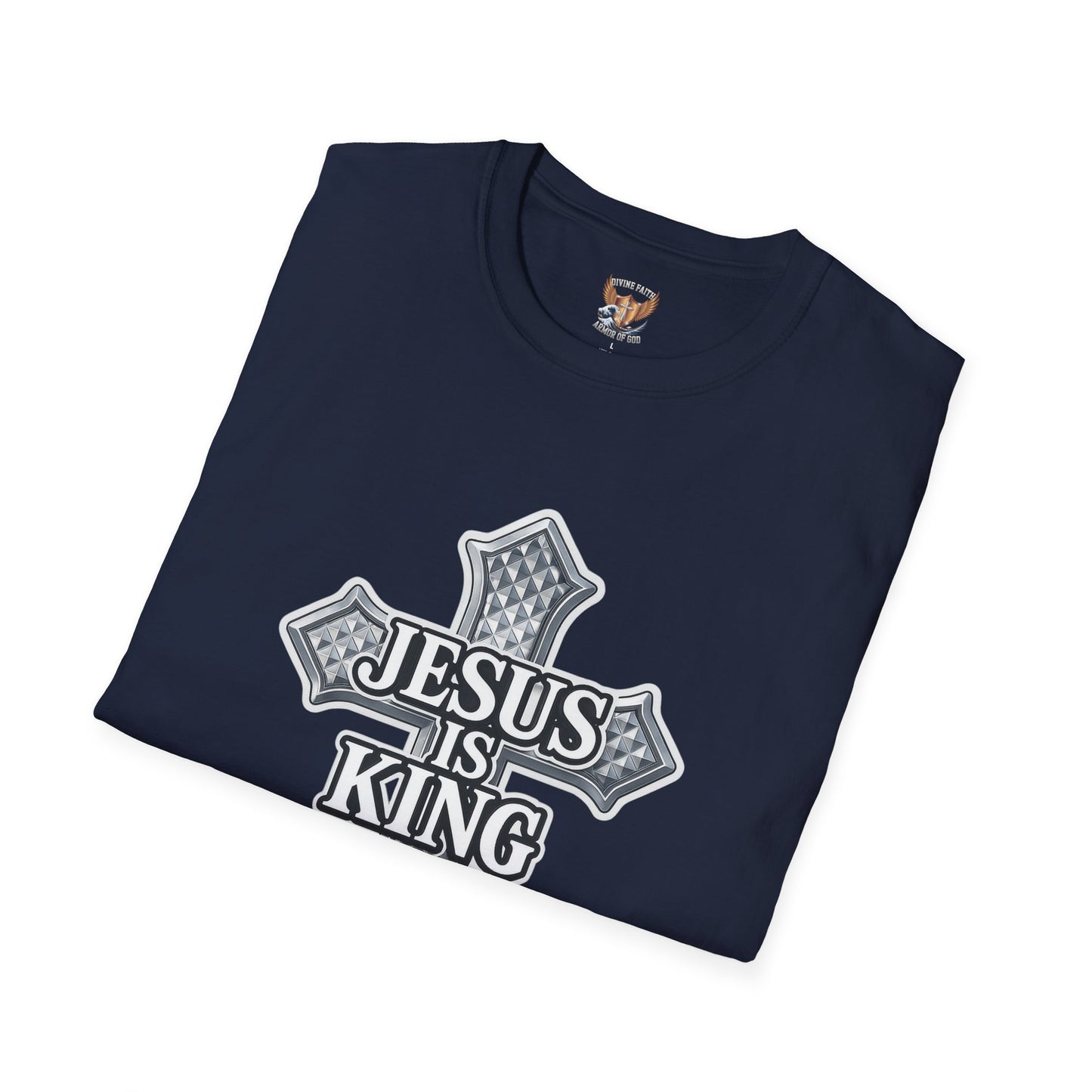 Jesus Is King Christian T-Shirt – Textured Cross Faith Tee | Divine Faith Arm