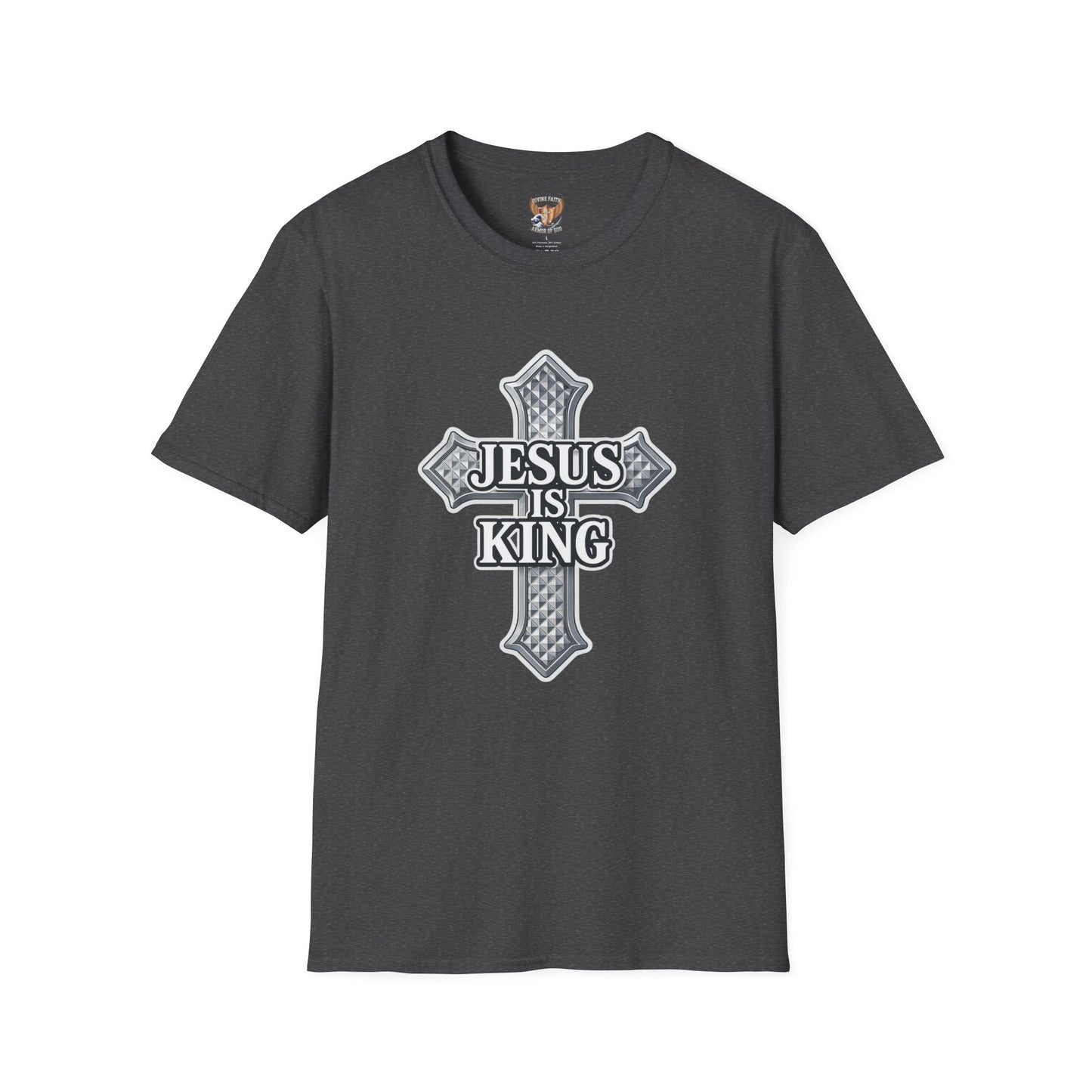 Jesus Is King Christian T-Shirt – Textured Cross Faith Tee | Divine Faith Arm