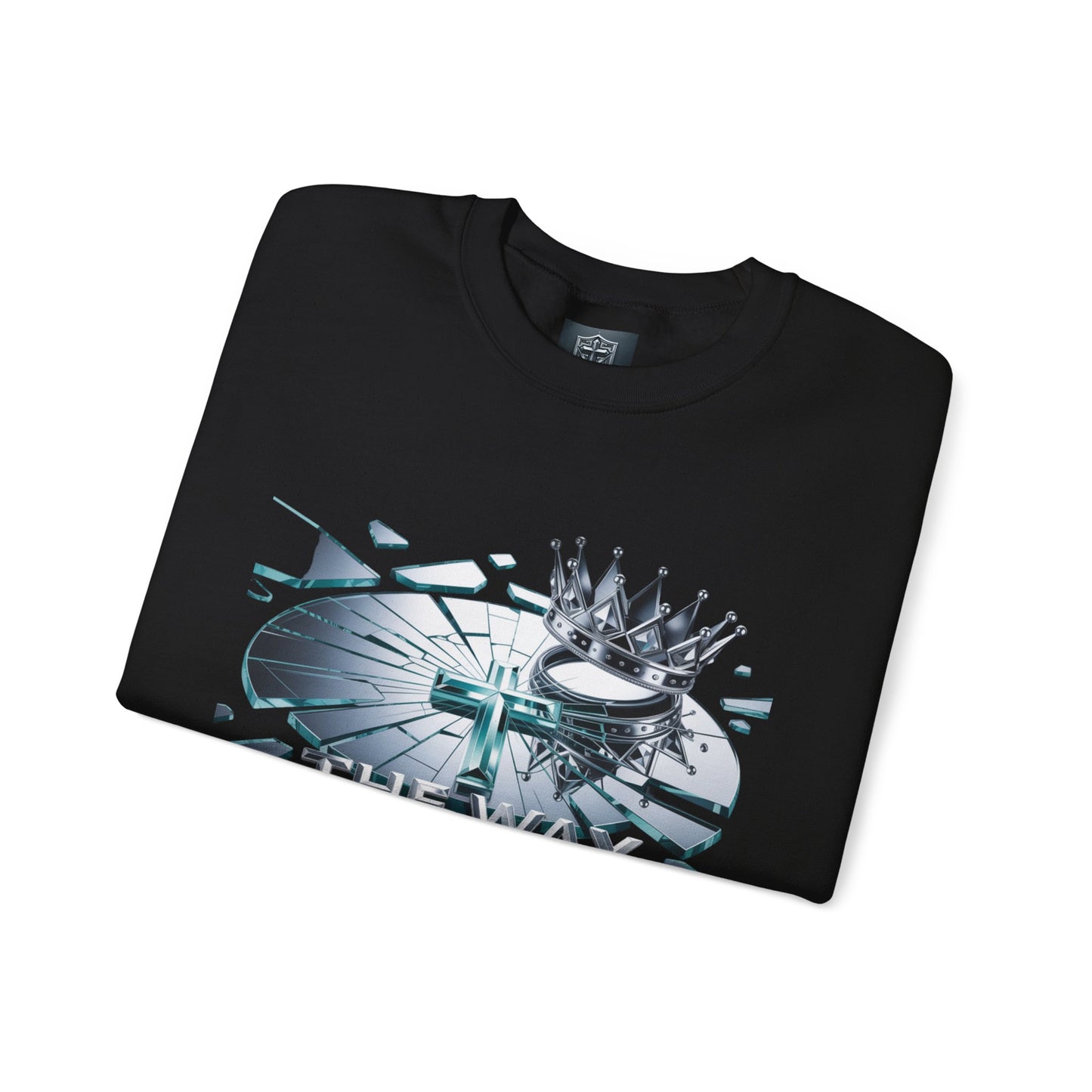 Christian Crewneck Sweatshirt — "The Way The Truth The Life" Crown & Cross Design