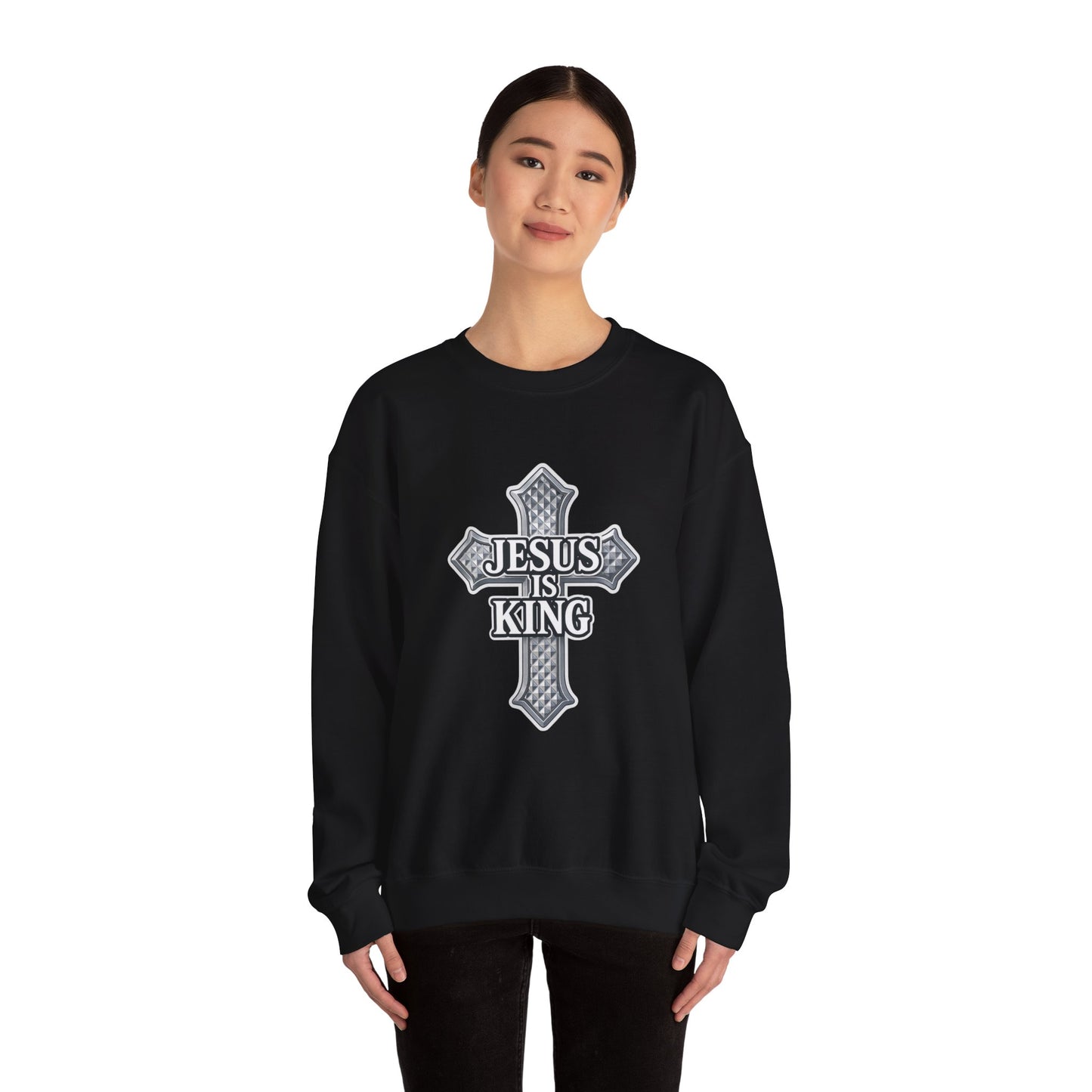 Jesus Is King Crewneck Sweatshirt Divine Faith Armor