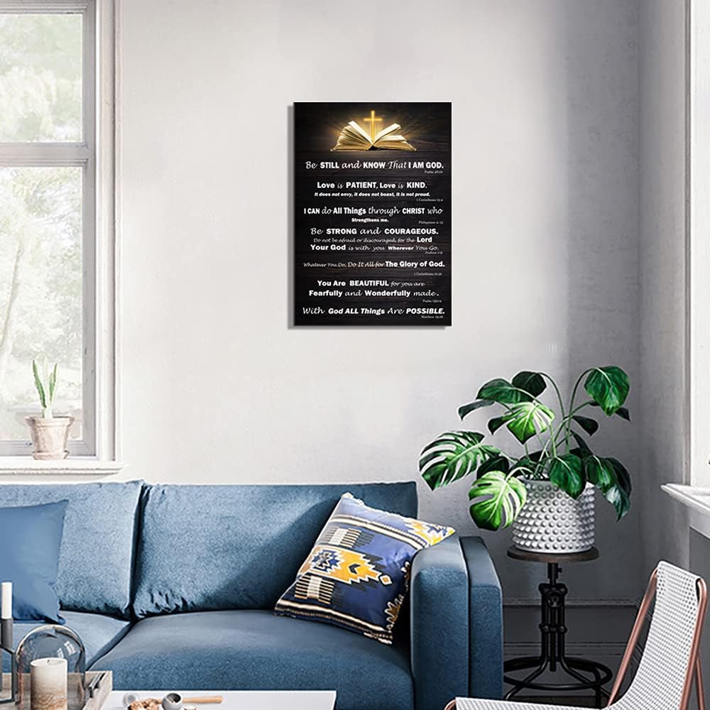 Christian Gifts for Women Motivational Wall Art for Living Room Bedroom Bathroom Kitchen Décor Inspirational Bible Verse Christian Canvas Wall Art Framed Wall Art Rustic Scripture God Says Canvas