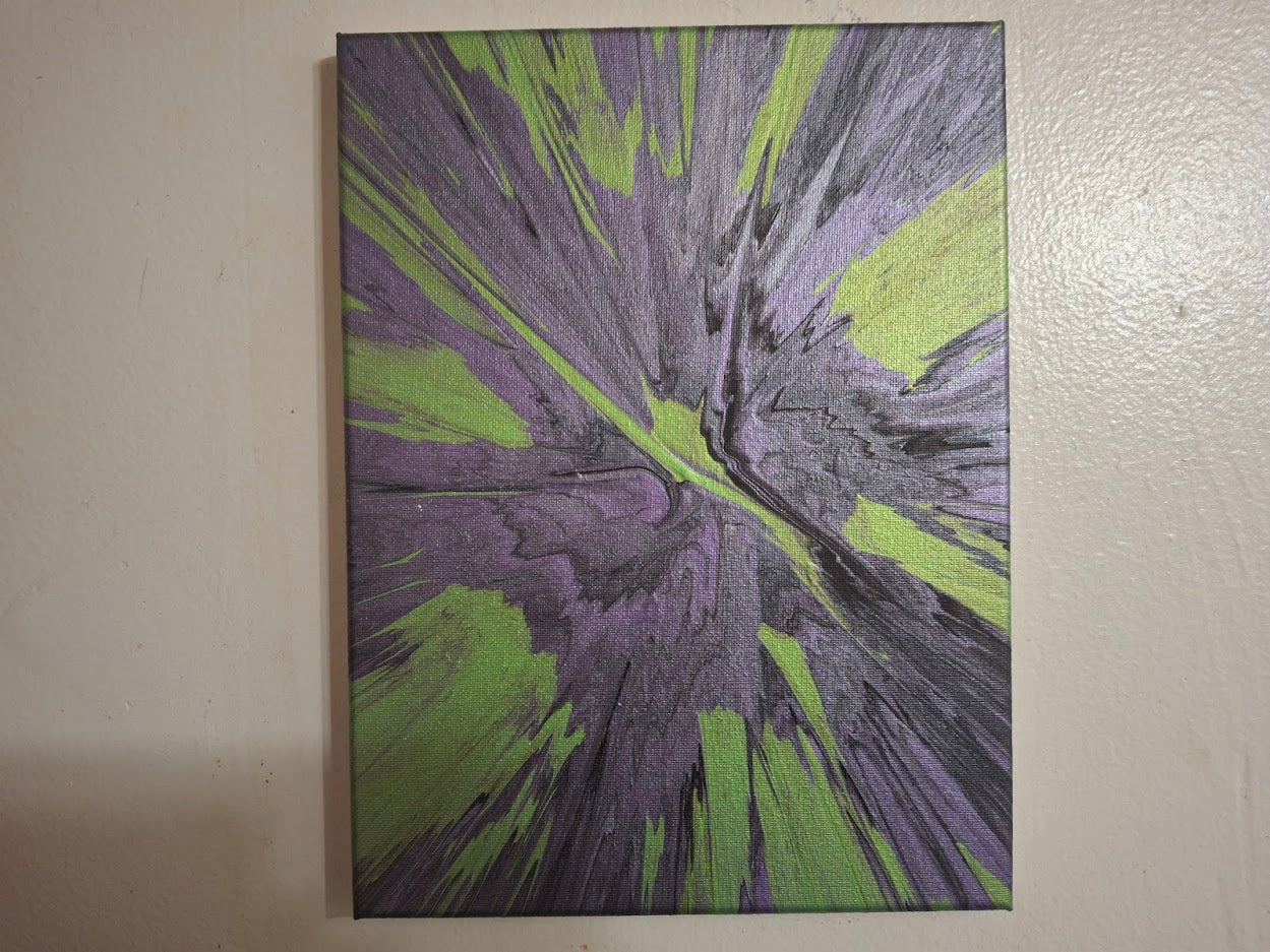 SHINE HIS LIGHT WITH!! DIVINE FAITH 714 original spin/pour art 9"x12" #1970