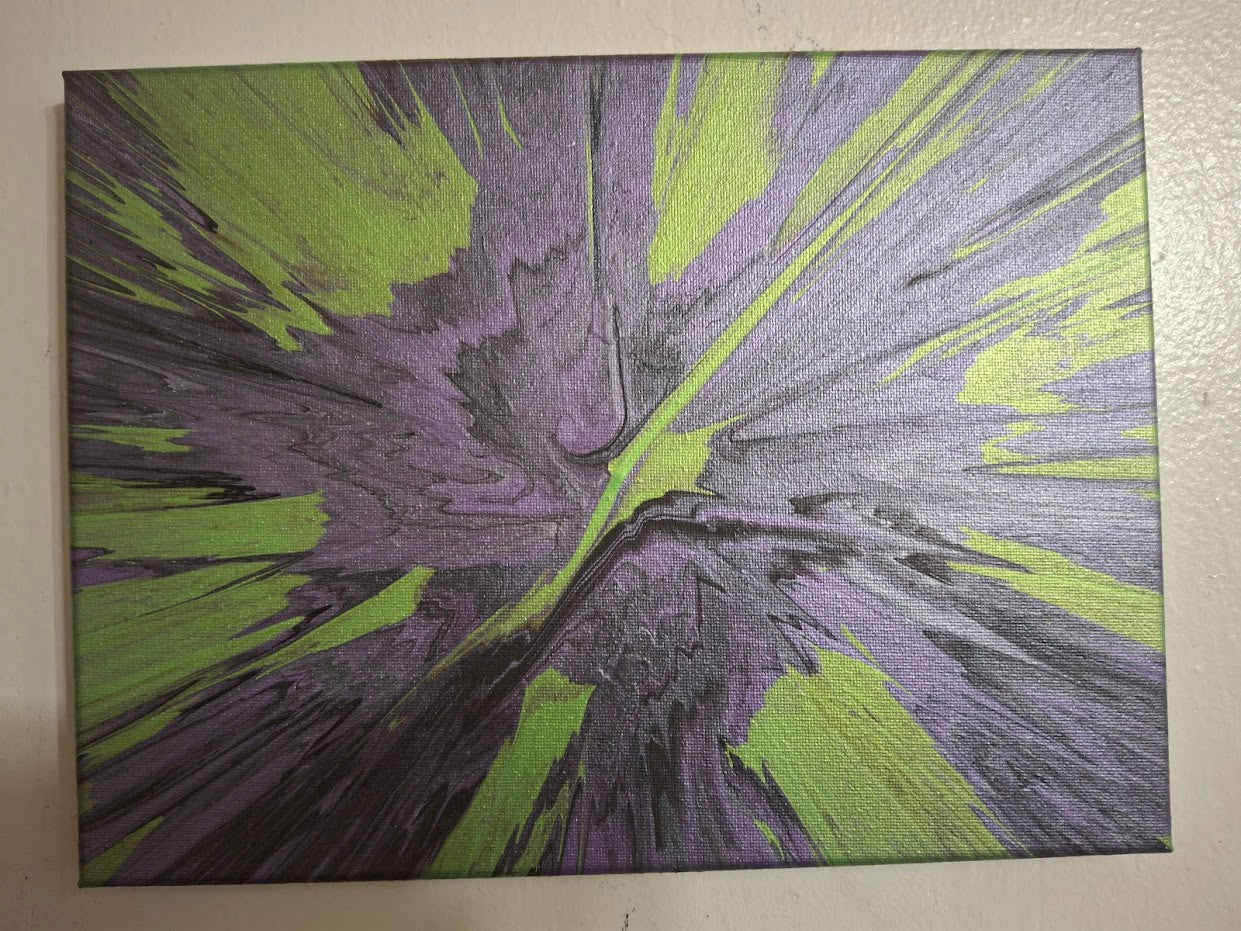 SHINE HIS LIGHT WITH!! DIVINE FAITH 714 original spin/pour art 9"x12" #1970