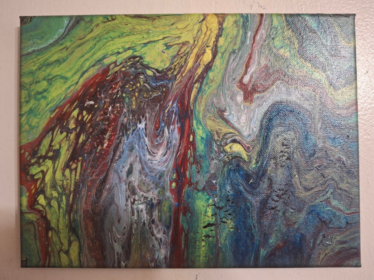 SHINE HIS LIGHT WITH!! DIVINE FAITH 714 original spin/pour art 9"x12" #1971