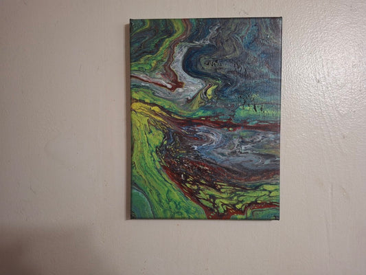 SHINE HIS LIGHT WITH!! DIVINE FAITH 714 original spin/pour art 9"x12" #1971