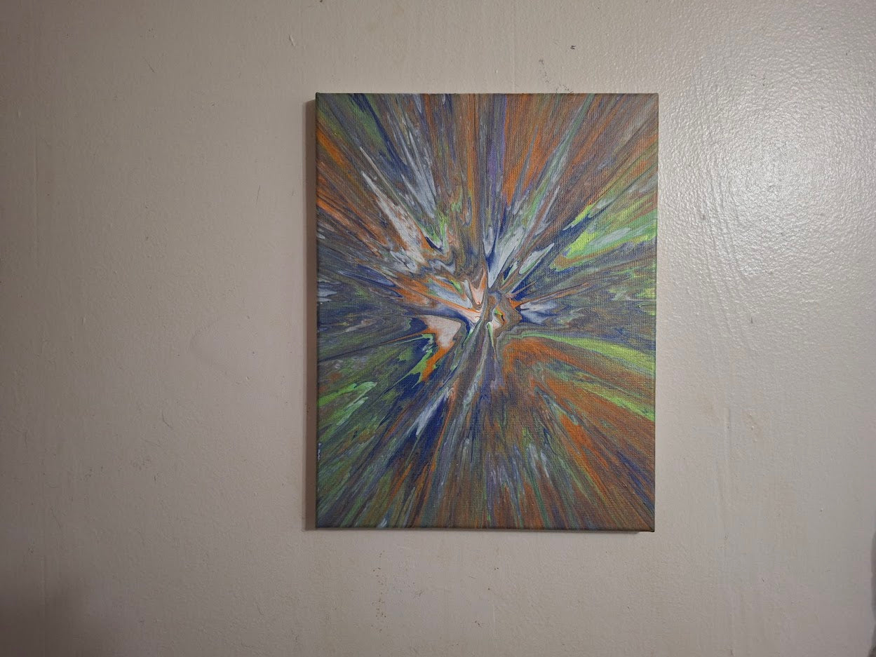 SHINE HIS LIGHT WITH!! DIVINE FAITH 714 original spin/pour art 11"x14" #1972