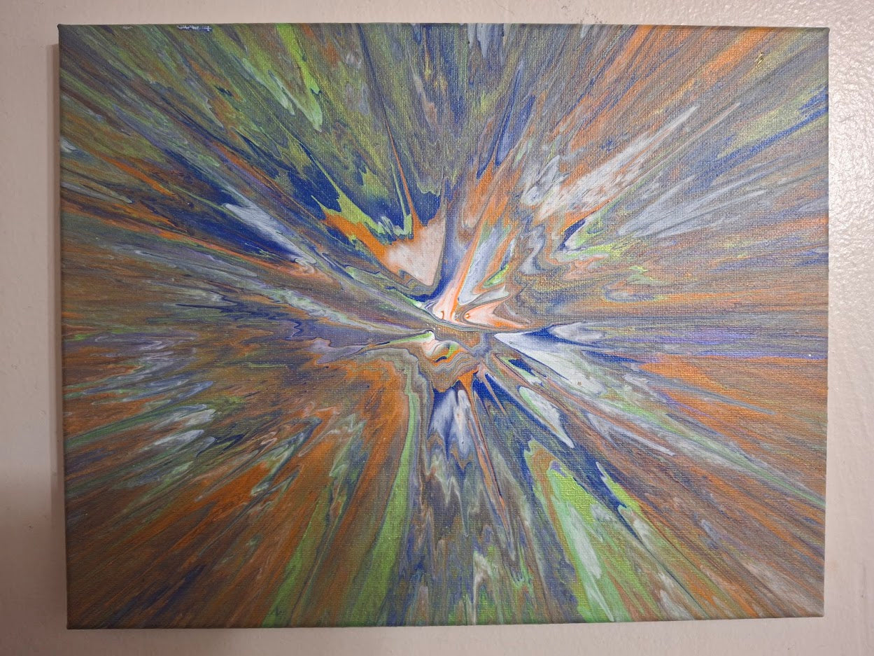 SHINE HIS LIGHT WITH!! DIVINE FAITH 714 original spin/pour art 11"x14" #1972