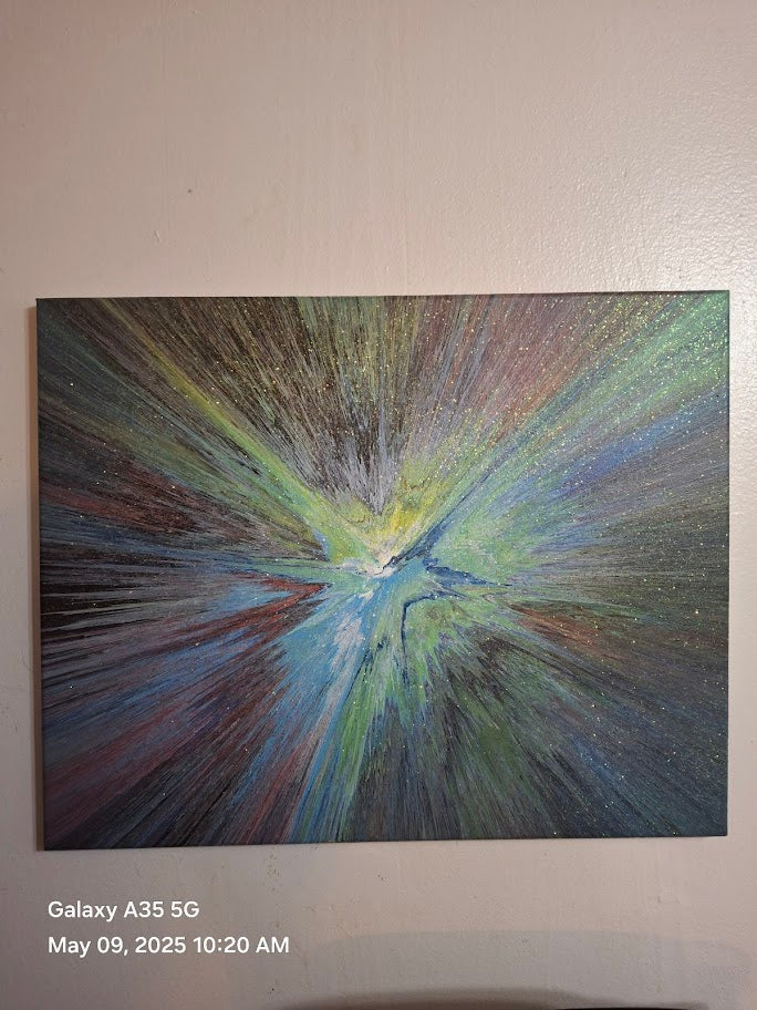 SHINE HIS LIGHT WITH!! DIVINE FAITH 714 original spin/pour art 16"x20" #19