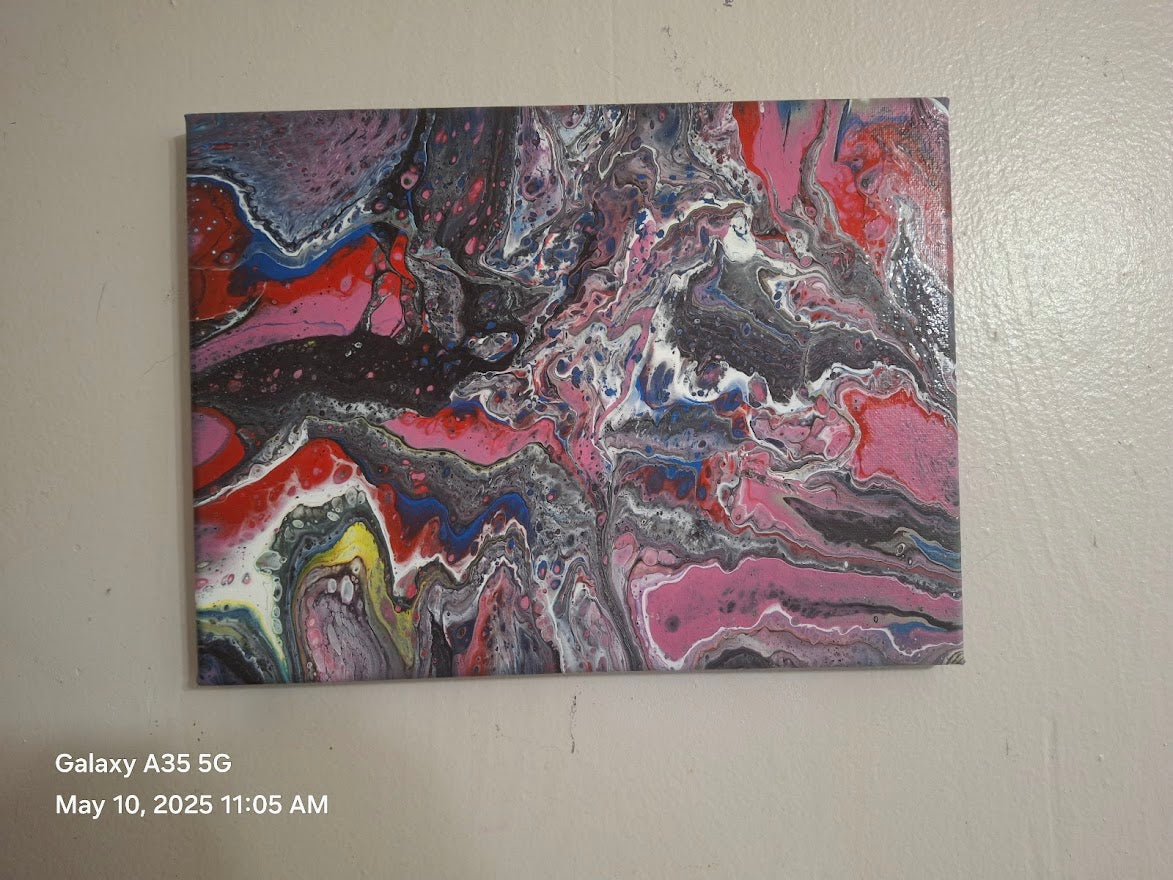 SHINE HIS LIGHT WITH!! DIVINE FAITH 714 original spin/pour art 9"X12" #16