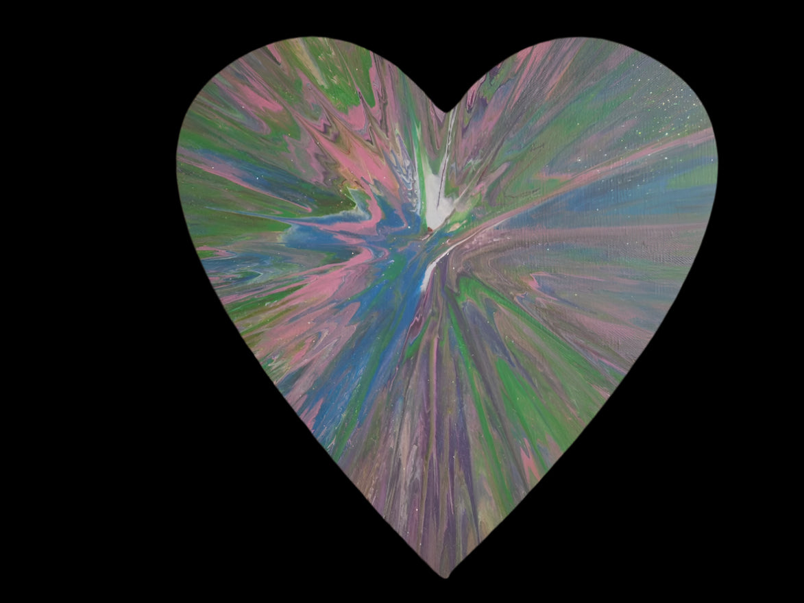SHINE HIS LIGHT WITH!! DIVINE FAITH 714 original spin/pour art 12" Heart #17