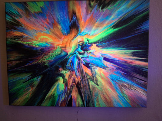 SHINE HIS LIGHT WITH!! DIVINE FAITH 714 original spin/pour art 9"x12" #1991