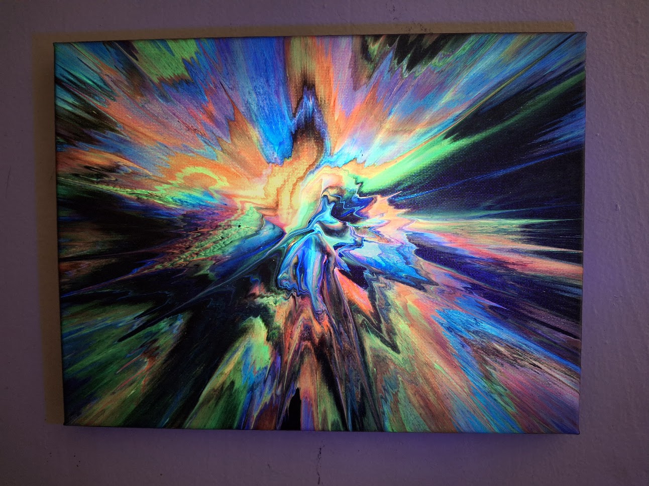 SHINE HIS LIGHT WITH!! DIVINE FAITH 714 original spin/pour art 9"x12" #1991