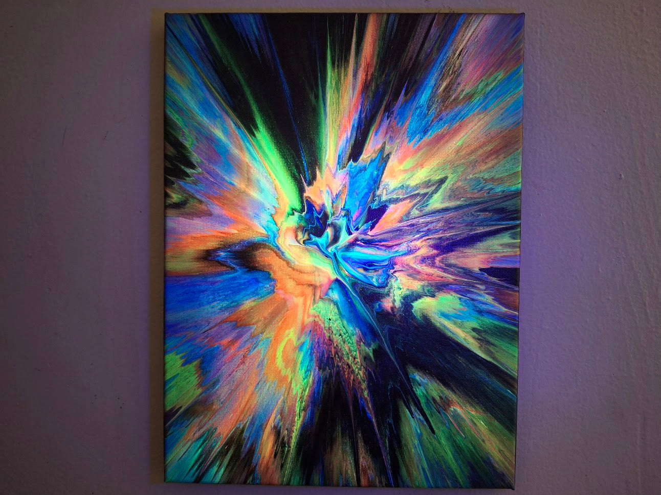 SHINE HIS LIGHT WITH!! DIVINE FAITH 714 original spin/pour art 9"x12" #1991