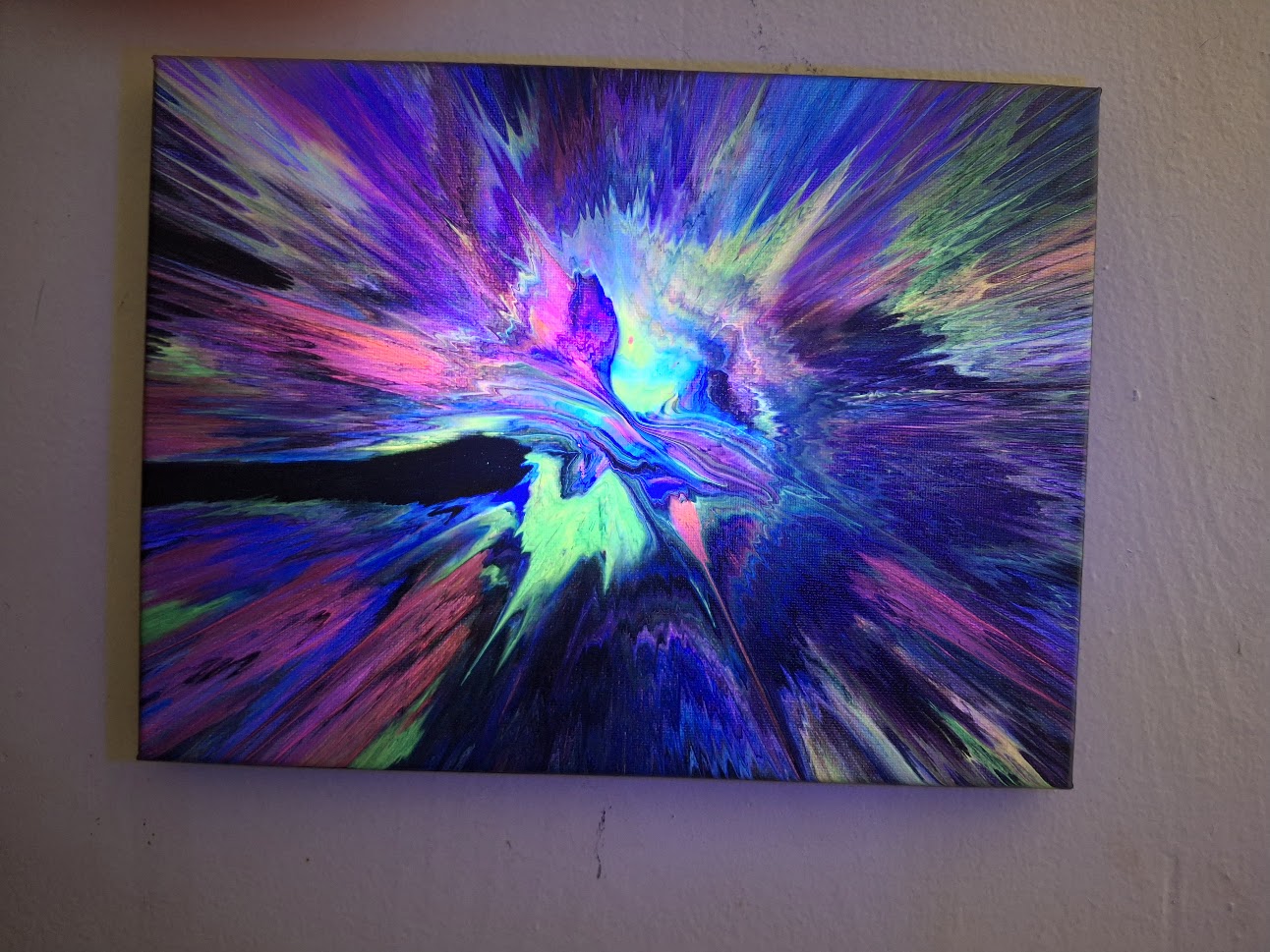 SHINE HIS LIGHT WITH!! DIVINE FAITH 714 original spin/pour art 9"x12" #1992