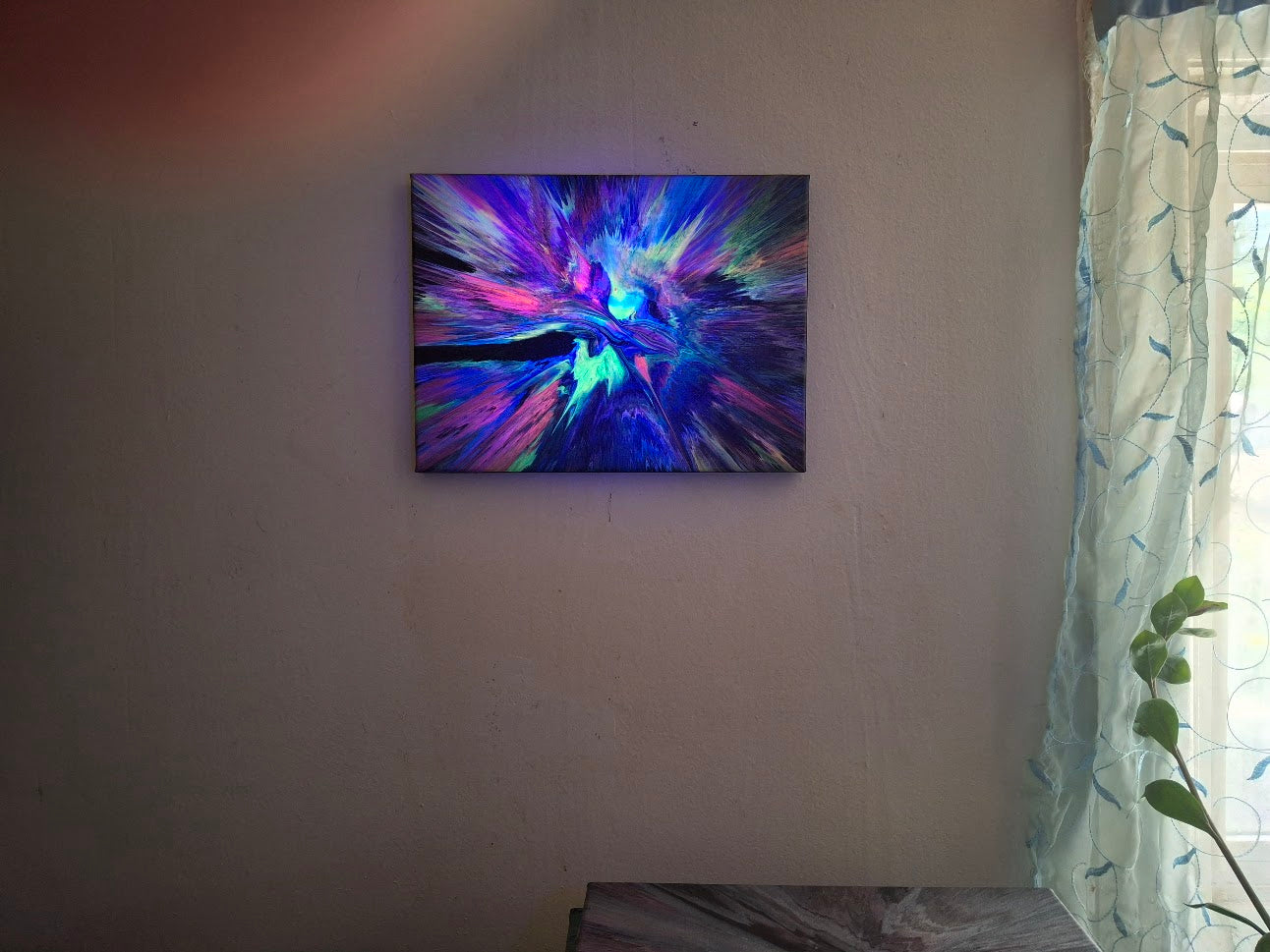 SHINE HIS LIGHT WITH!! DIVINE FAITH 714 original spin/pour art 9"x12" #1992